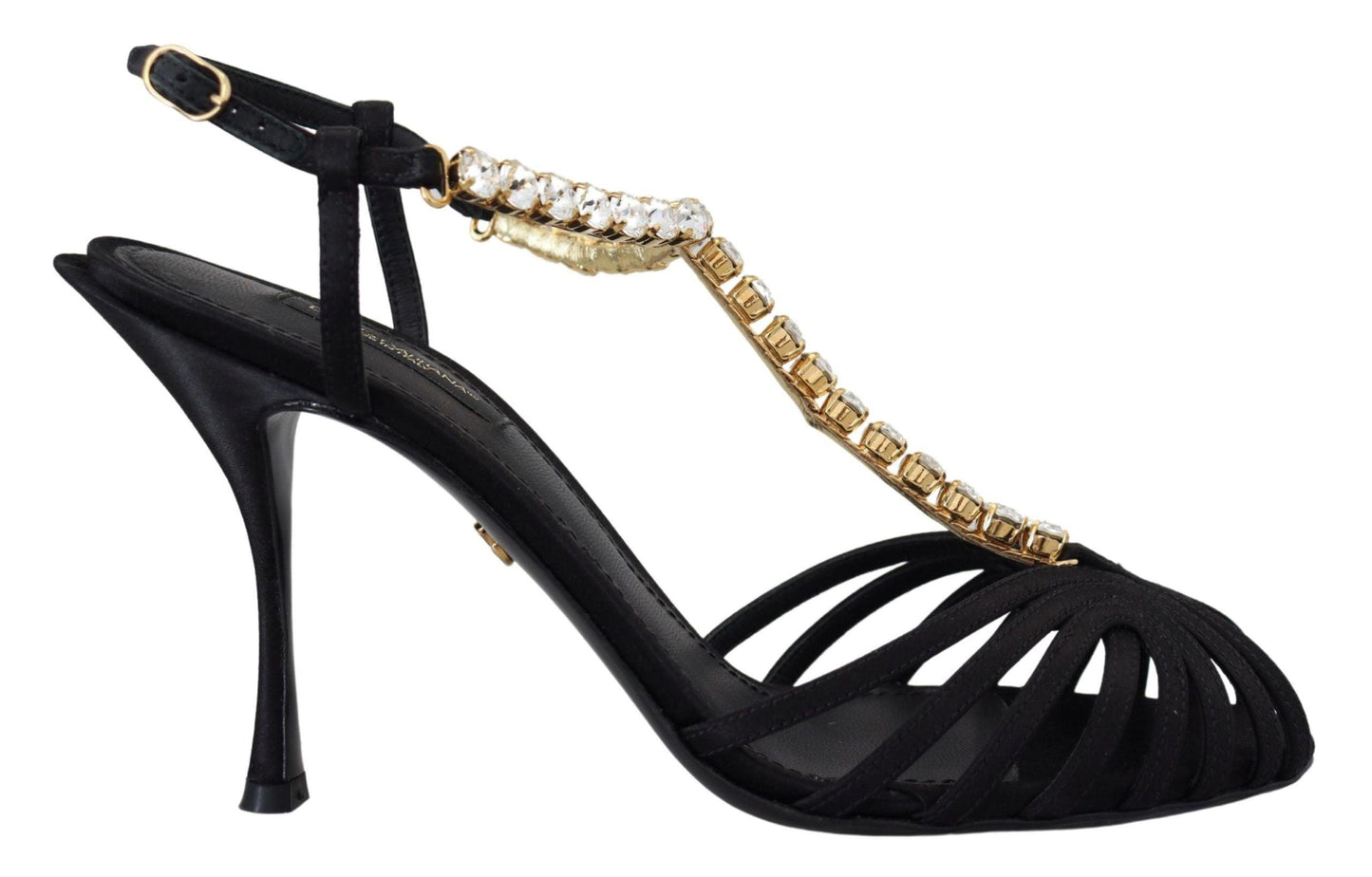 Dolce & Gabbana Elegant Silk Blend Crystal T-Strap Heels - Arichezz.store