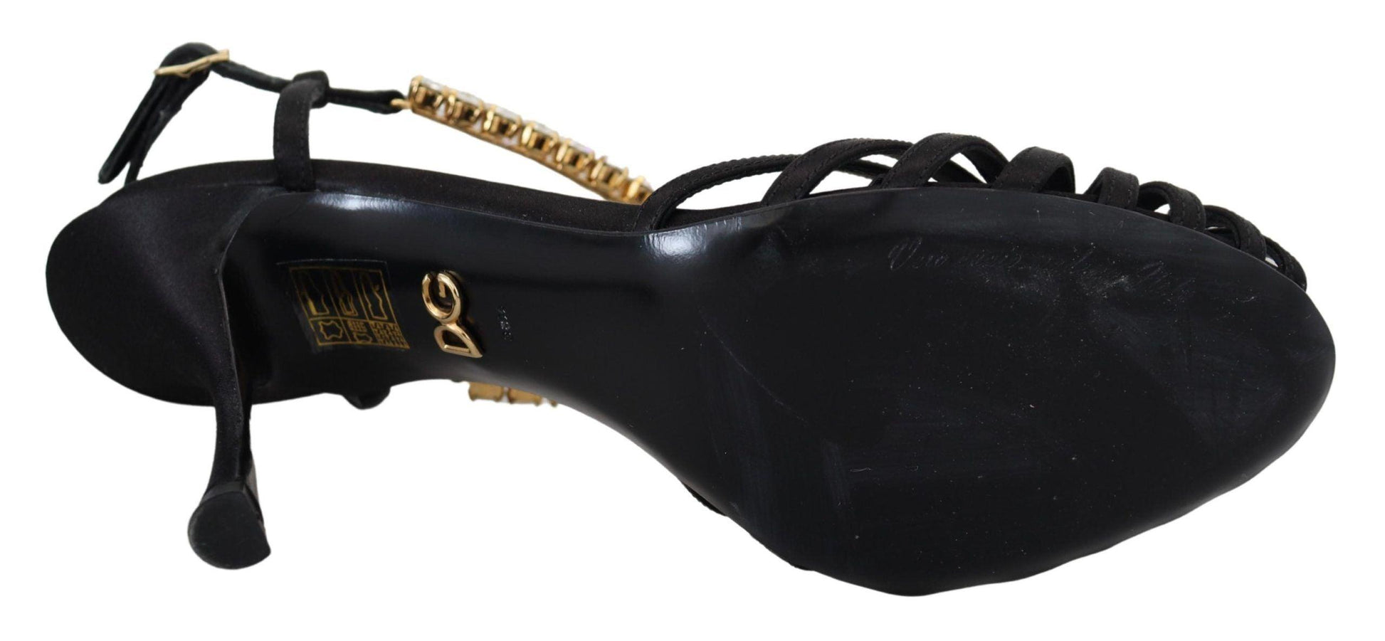 Dolce & Gabbana Elegant Silk Blend Crystal T-Strap Heels - Arichezz.store