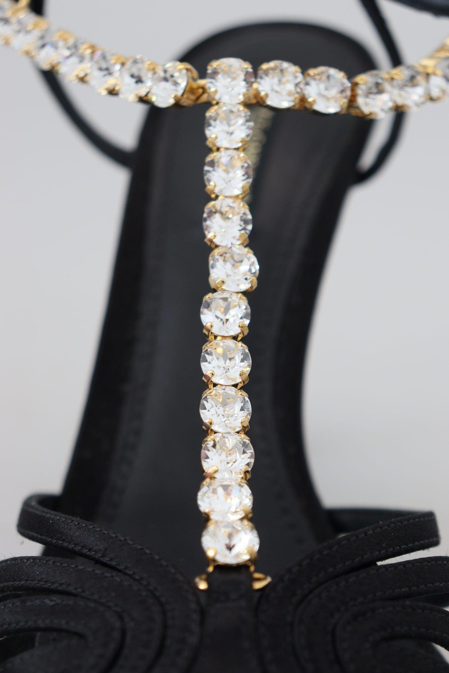 Dolce & Gabbana Elegant Silk Blend Crystal T-Strap Heels - Arichezz.store