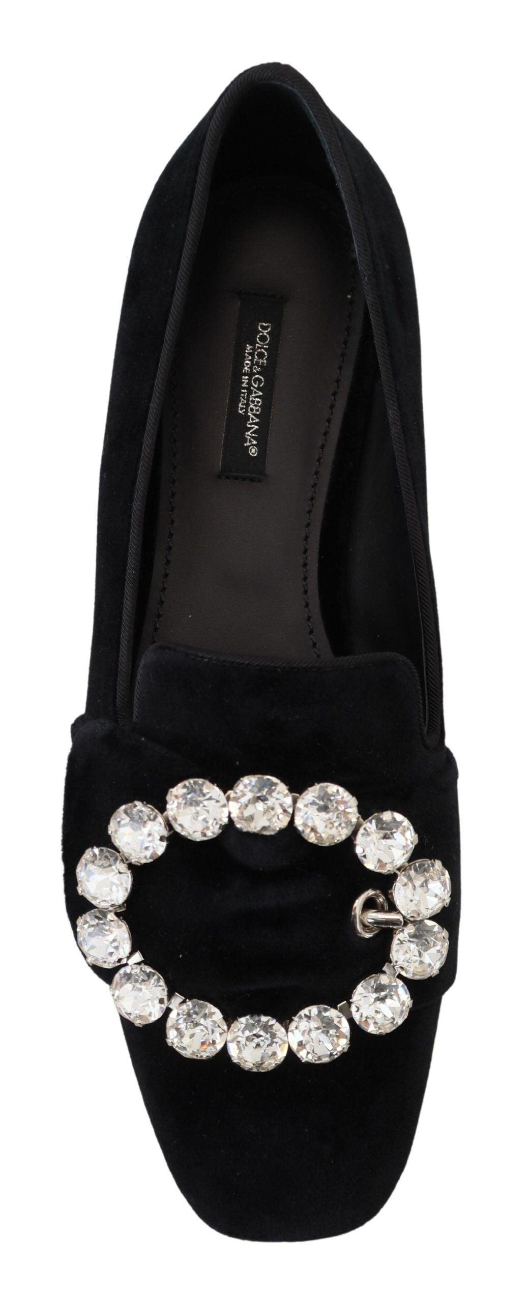 Dolce & Gabbana Chic Velvet Crystal-Embellished Loafers - Arichezz.store