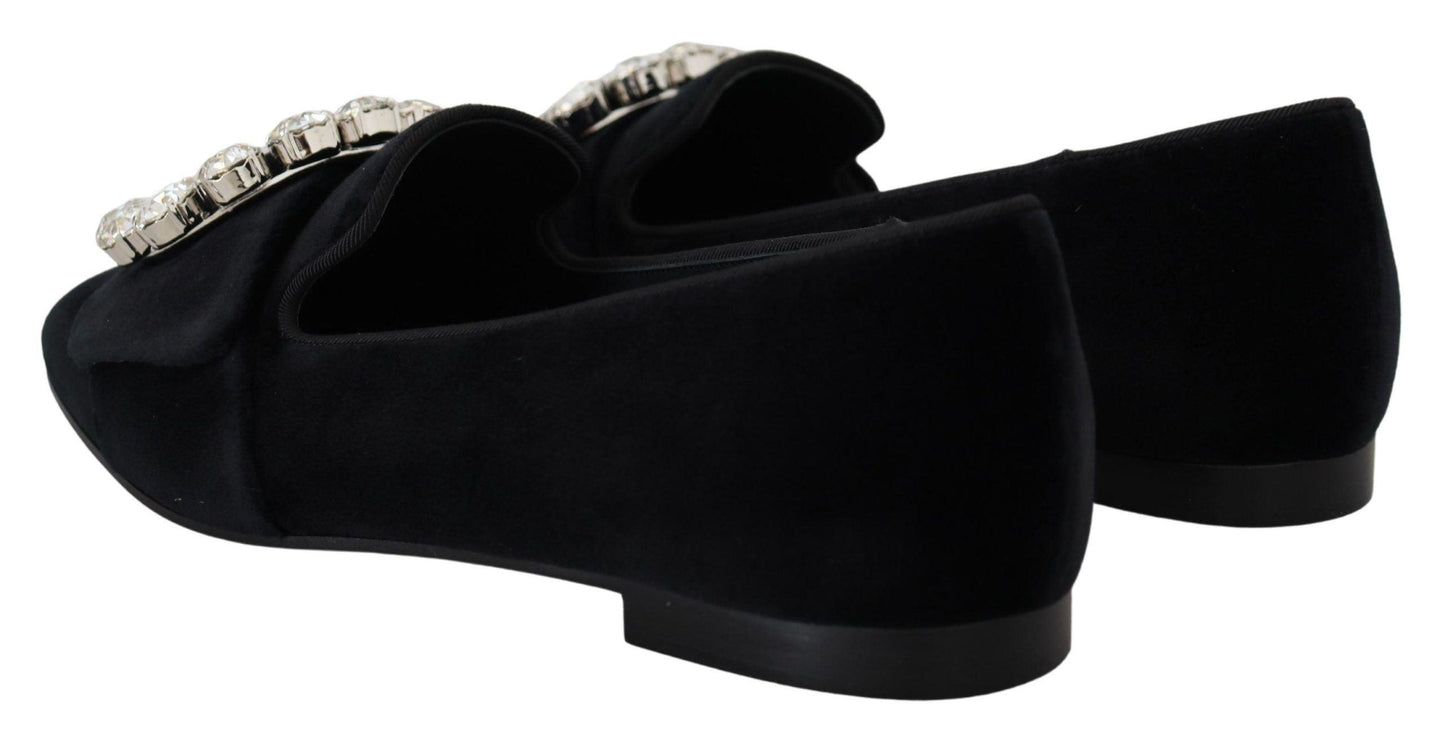 Dolce & Gabbana Chic Velvet Crystal-Embellished Loafers - Arichezz.store