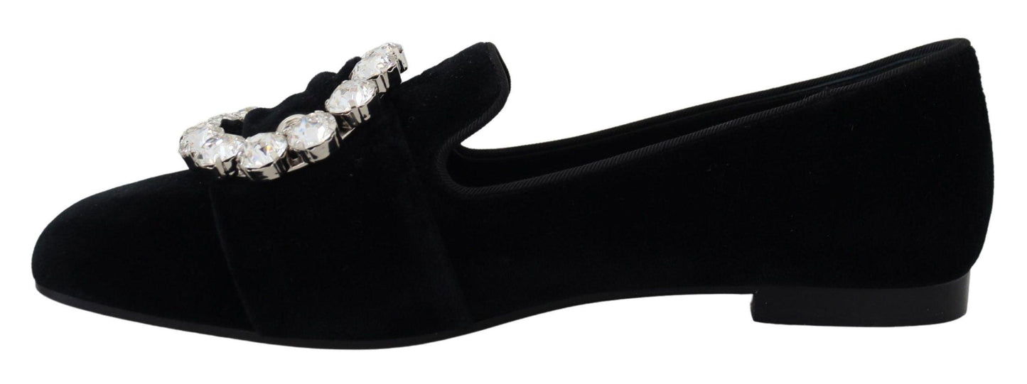 Dolce & Gabbana Chic Velvet Crystal-Embellished Loafers - Arichezz.store