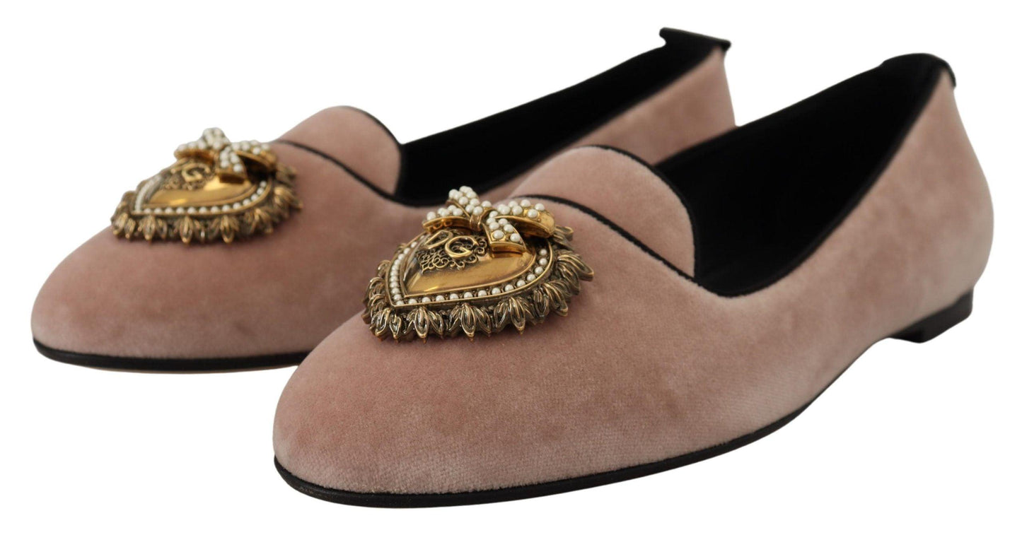 Dolce & Gabbana Elegant Pink Velvet Devotion Loafers - Arichezz.store