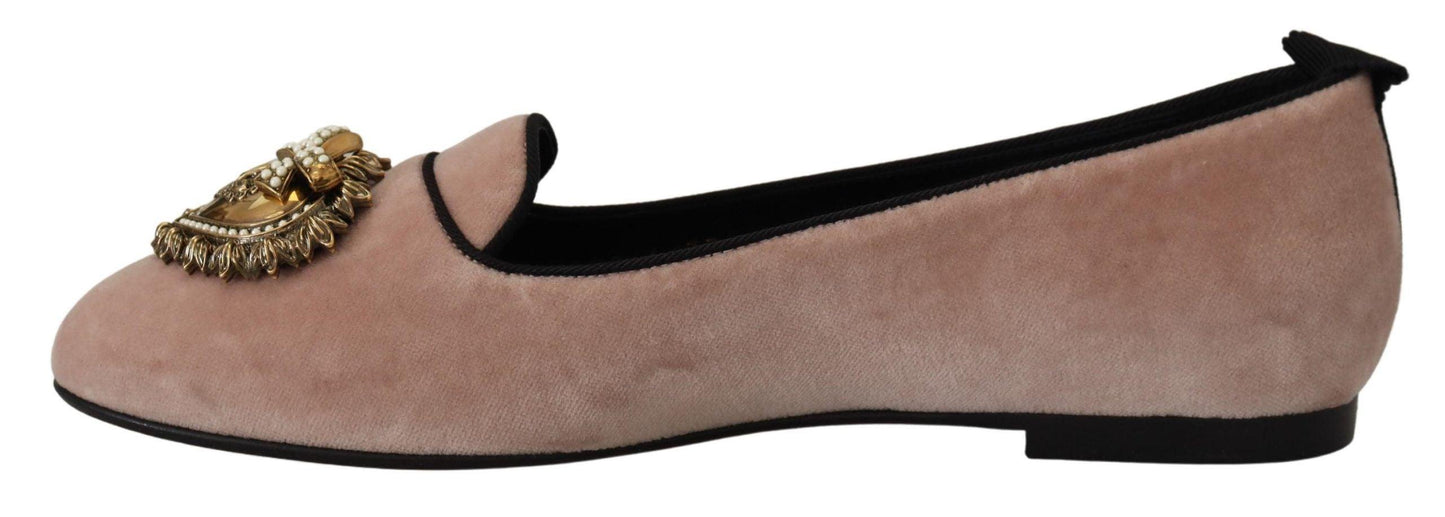 Dolce & Gabbana Elegant Pink Velvet Devotion Loafers - Arichezz.store