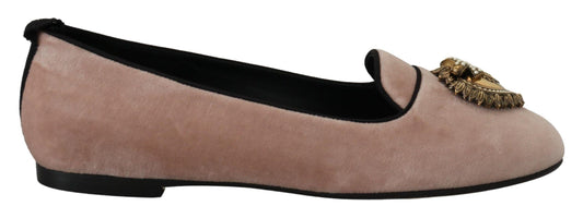 Dolce & Gabbana Elegant Pink Velvet Devotion Loafers - Arichezz.store