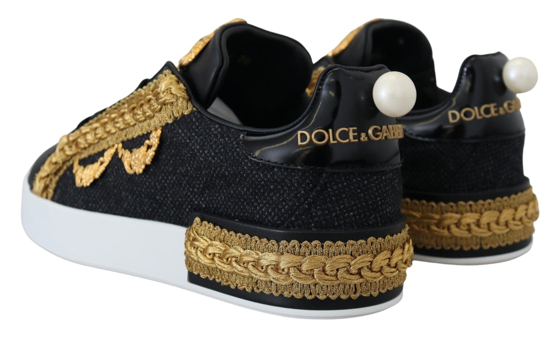 Dolce & Gabbana Elegant Portofino Leather Sneakers in Black - Arichezz.store