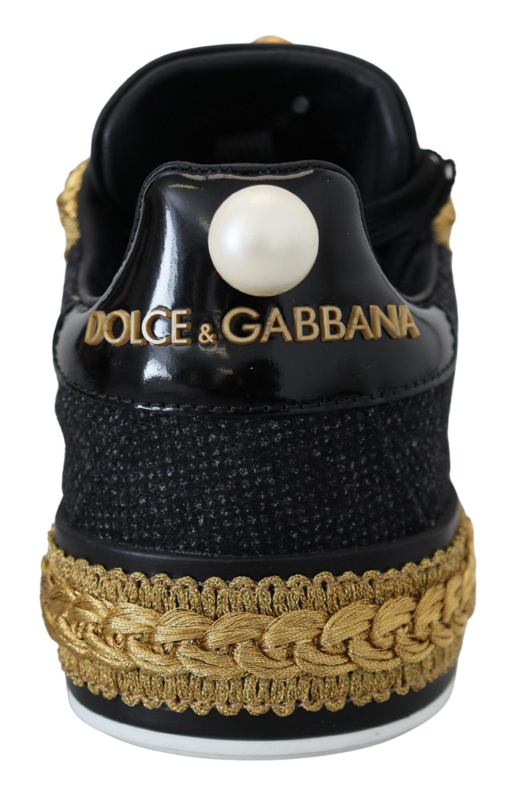 Dolce & Gabbana Elegant Portofino Leather Sneakers in Black - Arichezz.store