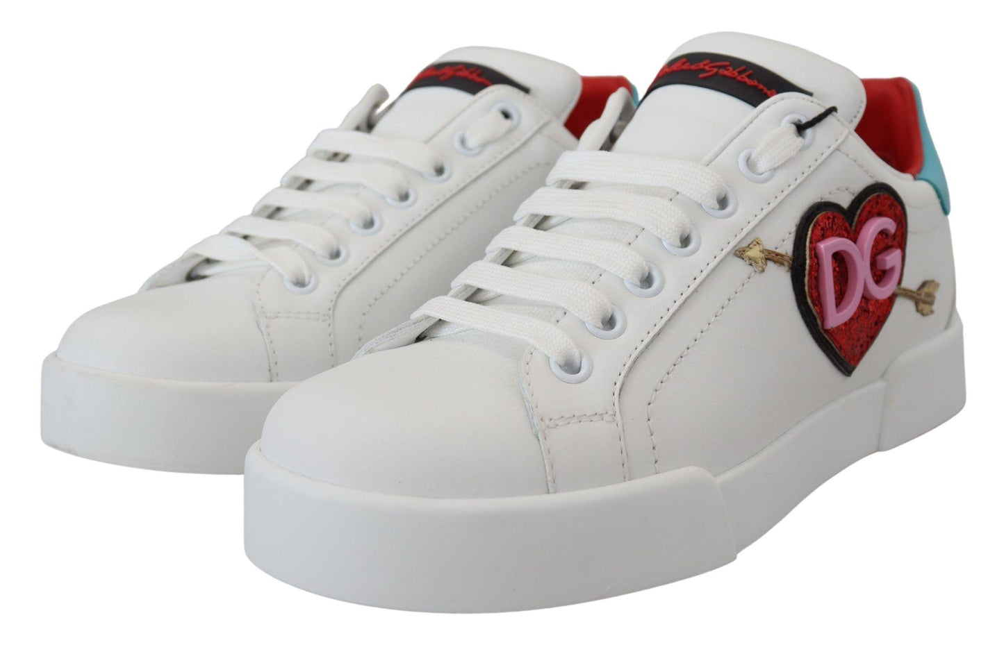 Dolce & Gabbana Elegant White Portofino Leather Sneakers - Arichezz.store