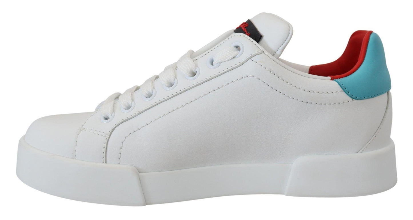 Dolce & Gabbana Elegant White Portofino Leather Sneakers - Arichezz.store