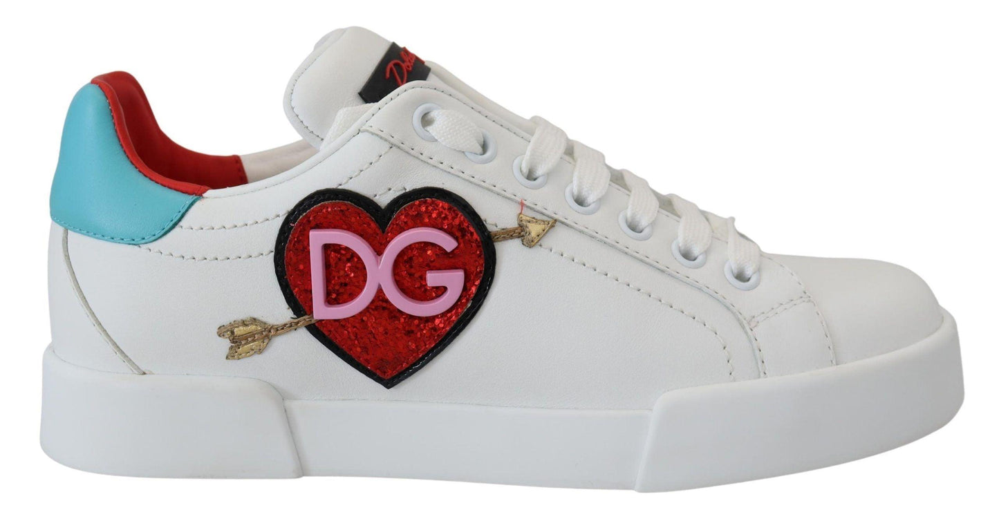 Dolce & Gabbana Elegant White Portofino Leather Sneakers - Arichezz.store