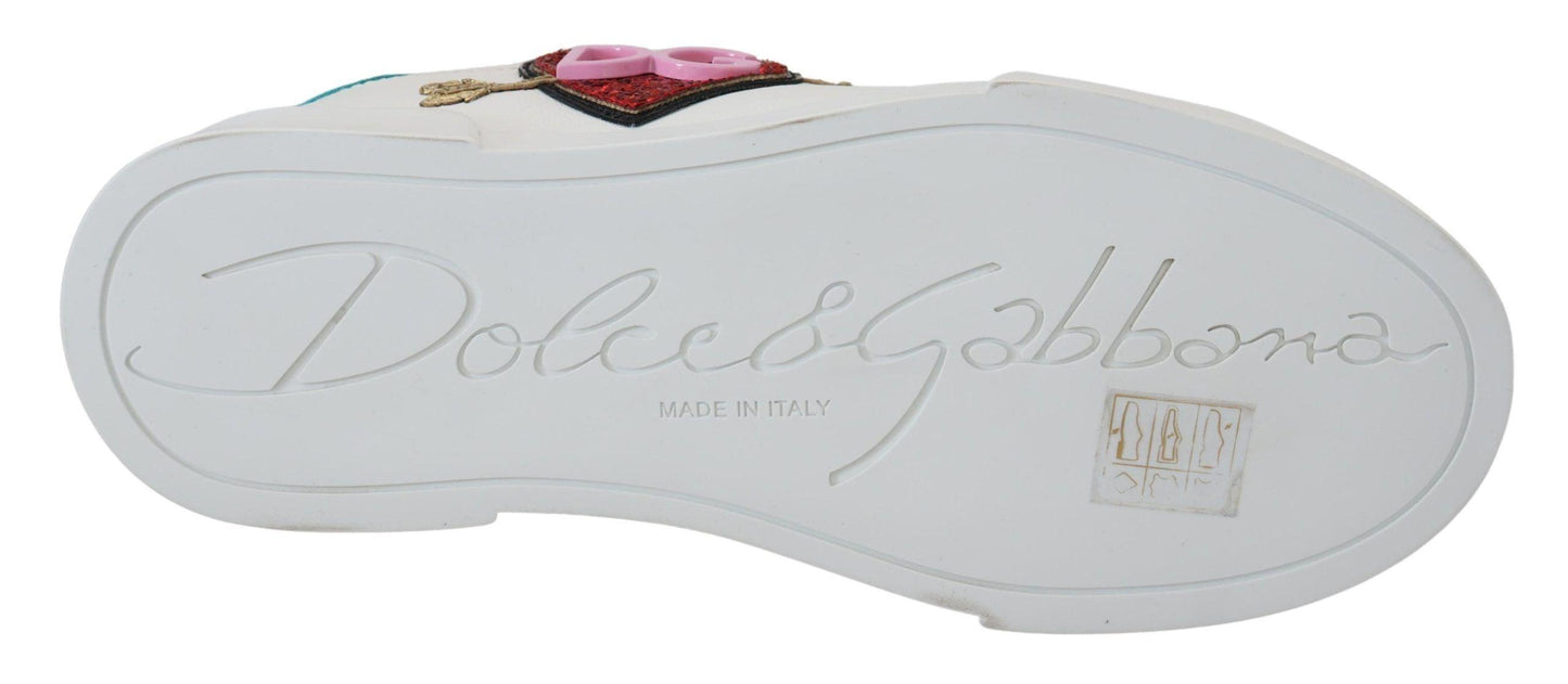 Dolce & Gabbana Elegant White Portofino Leather Sneakers - Arichezz.store