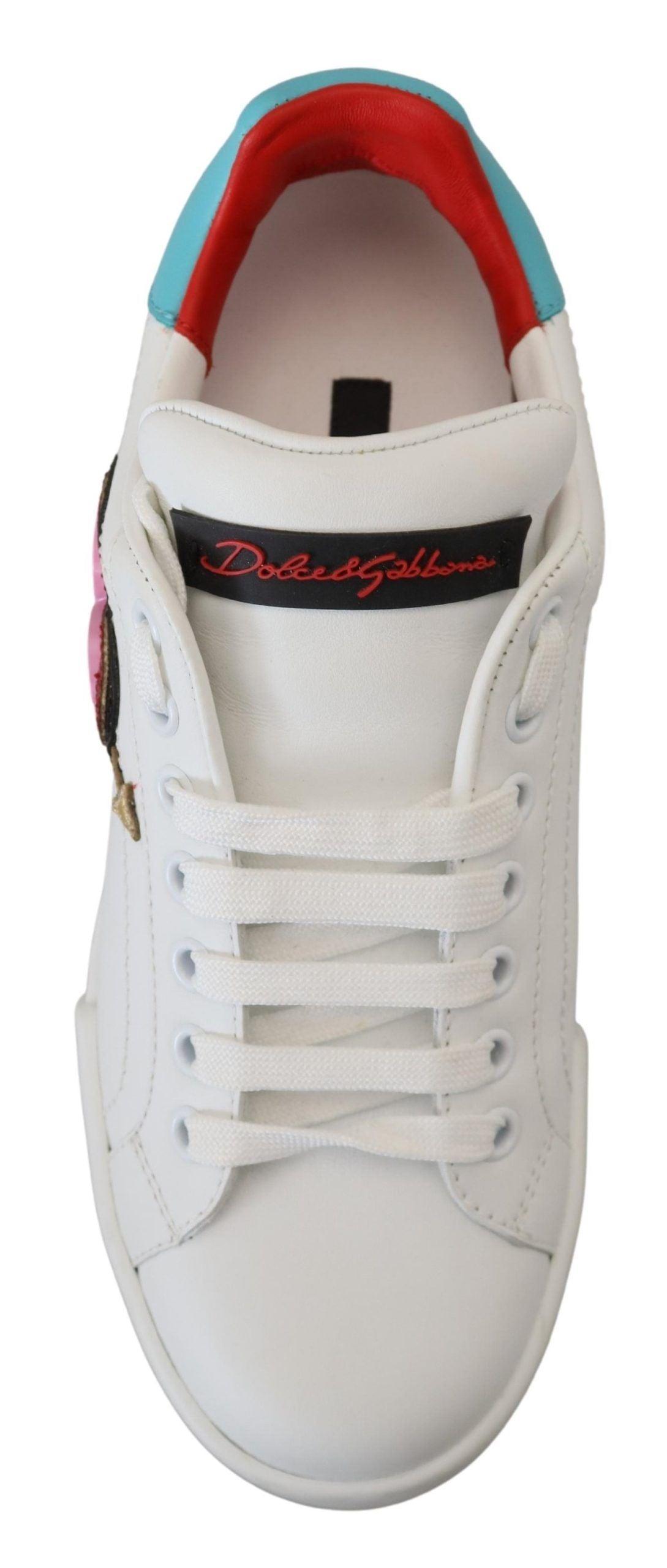 Dolce & Gabbana Elegant White Portofino Leather Sneakers - Arichezz.store