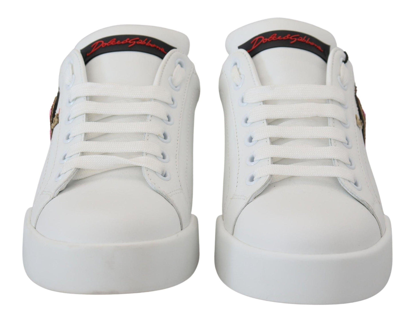 Dolce & Gabbana Elegant White Portofino Leather Sneakers - Arichezz.store