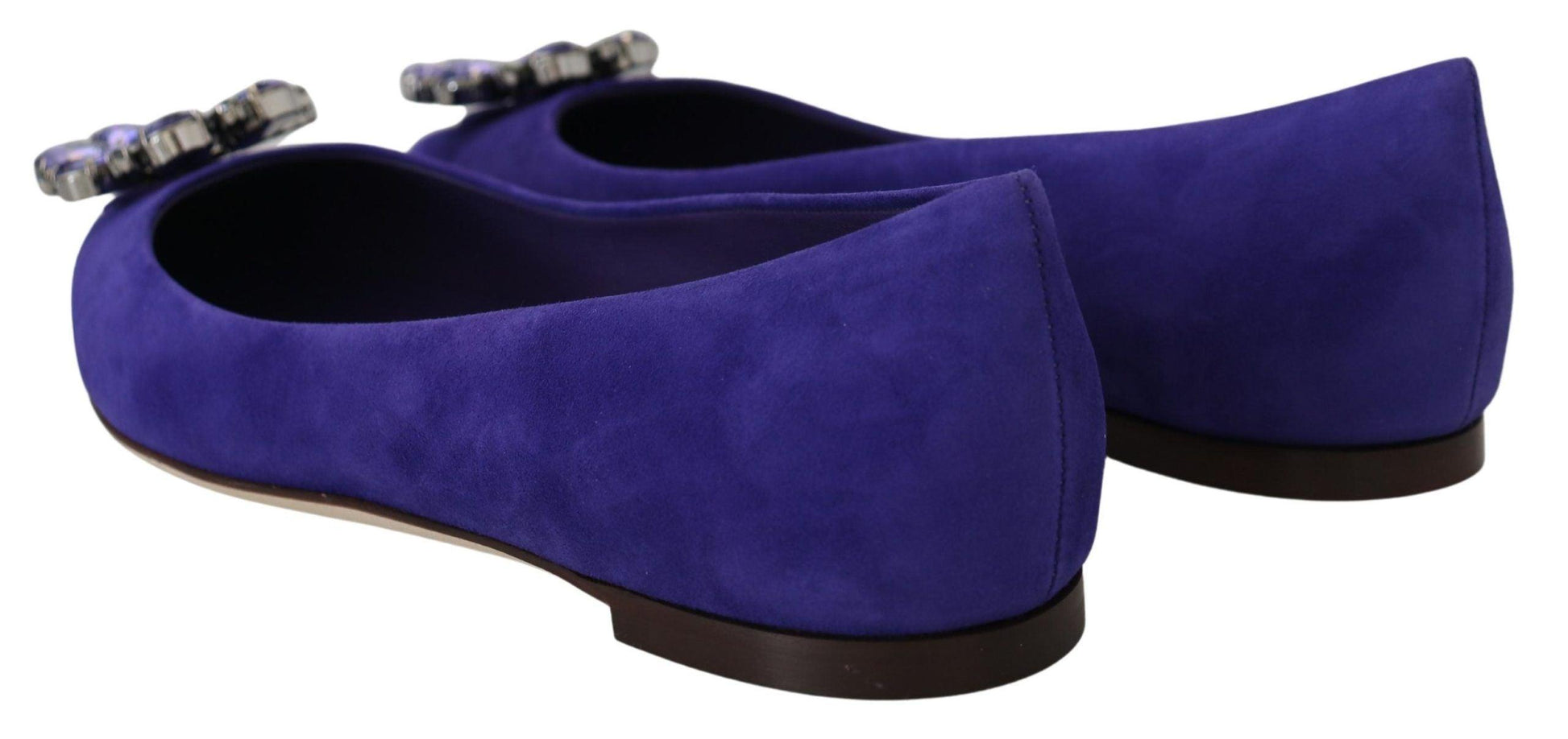 Dolce & Gabbana Embellished Crystal Purple Suede Flats - Arichezz.store