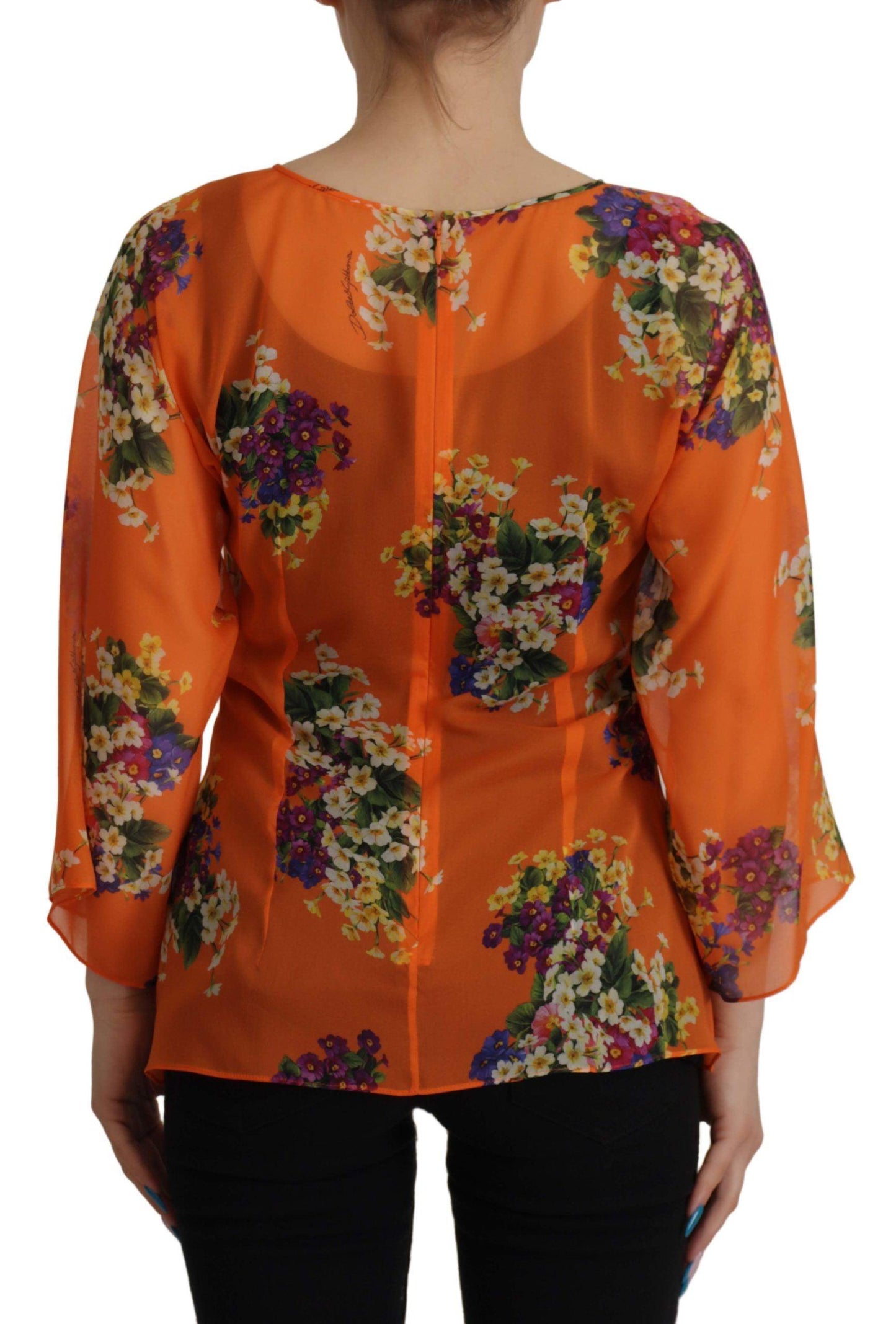 Dolce & Gabbana Elegant Floral Silk Blouse with Back Zipper - Arichezz.store