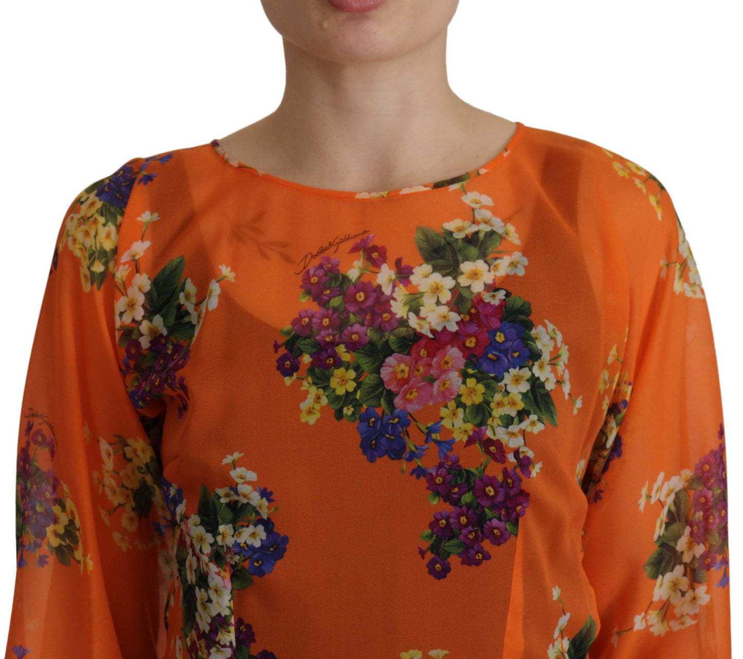 Dolce & Gabbana Elegant Floral Silk Blouse with Back Zipper - Arichezz.store