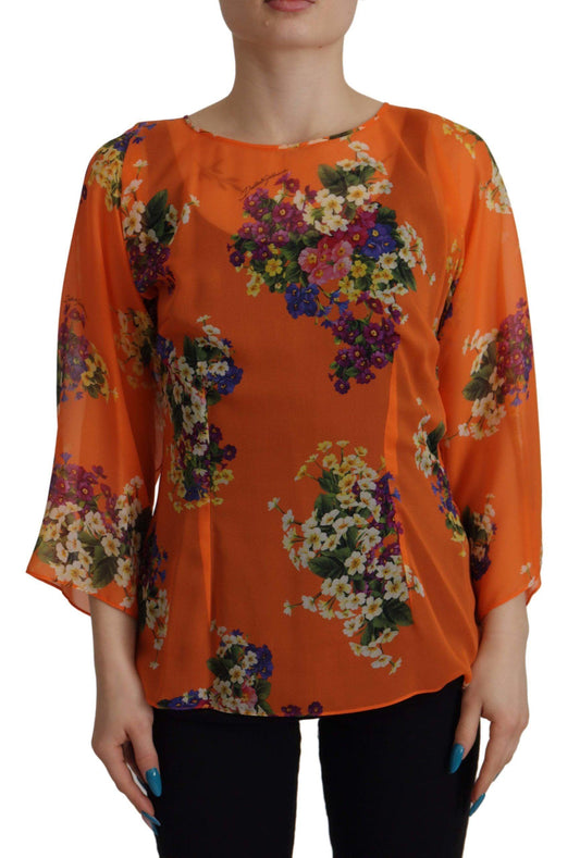 Dolce & Gabbana Elegant Floral Silk Blouse with Back Zipper - Arichezz.store