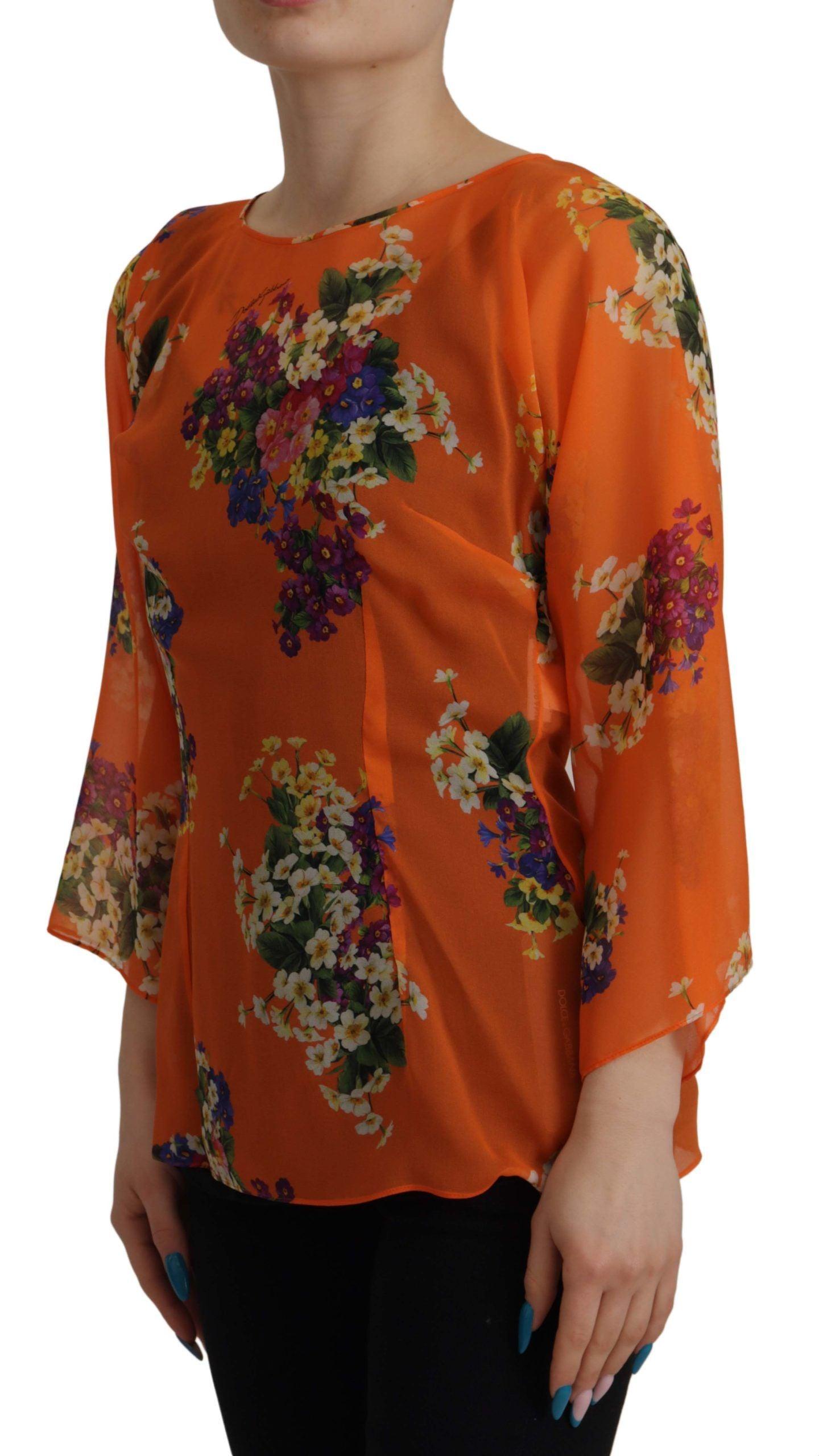 Dolce & Gabbana Elegant Floral Silk Blouse with Back Zipper - Arichezz.store