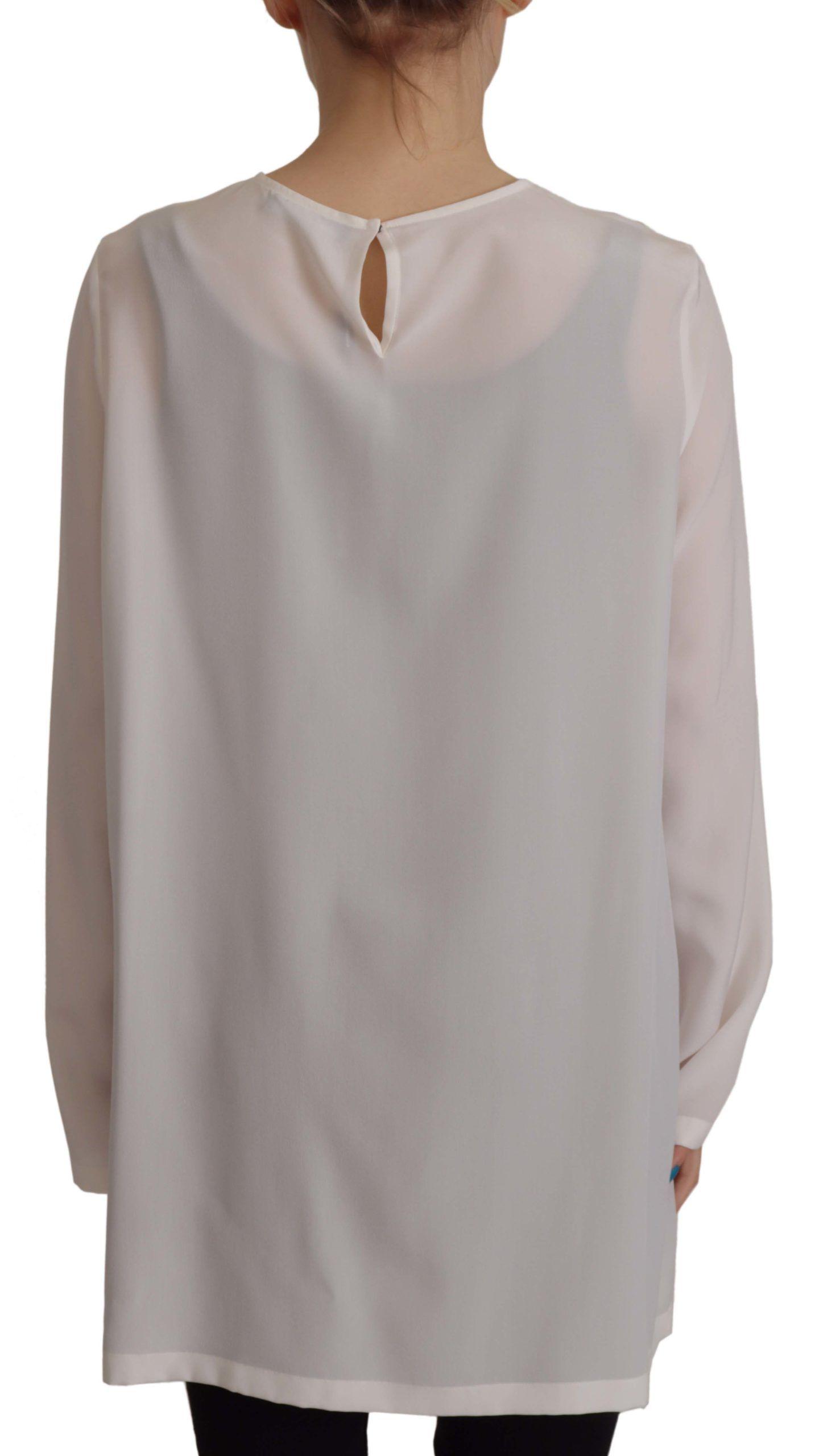 Dolce & Gabbana Elegant Silk Top with Logo Embroidery - Arichezz.store