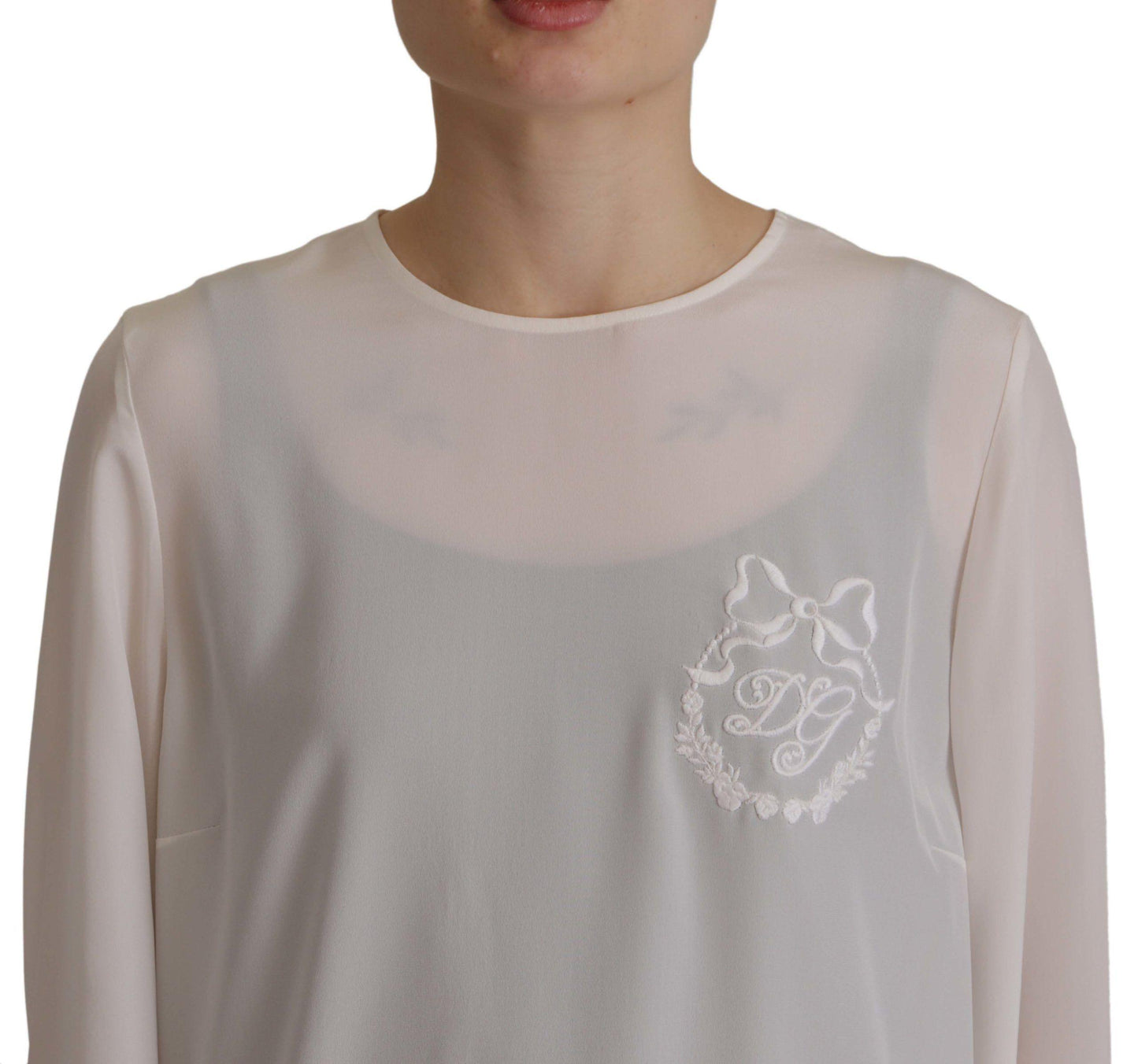 Dolce & Gabbana Elegant Silk Top with Logo Embroidery - Arichezz.store