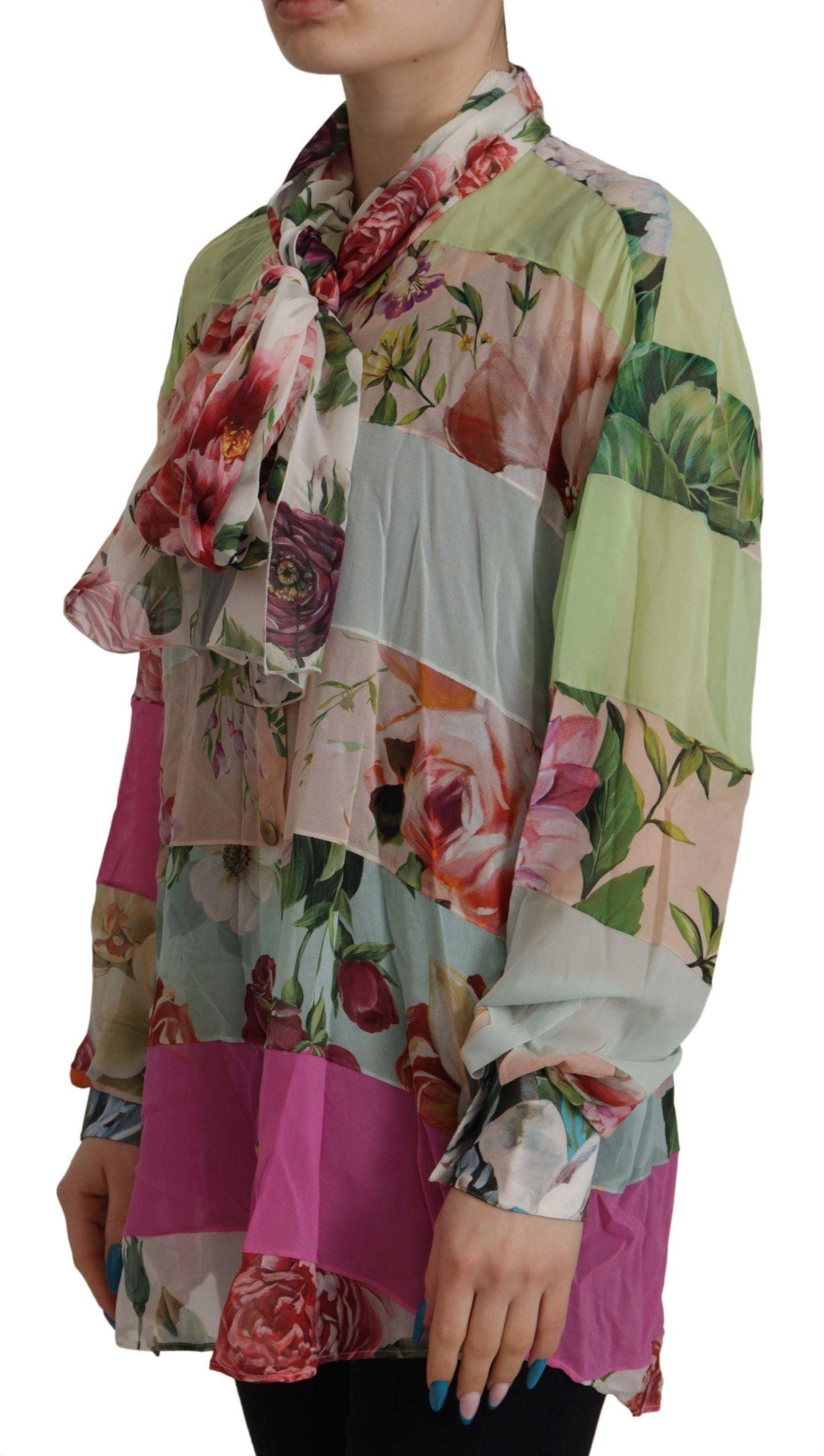 Dolce & Gabbana Elegant Floral Patchwork Silk Blouse - Arichezz.store