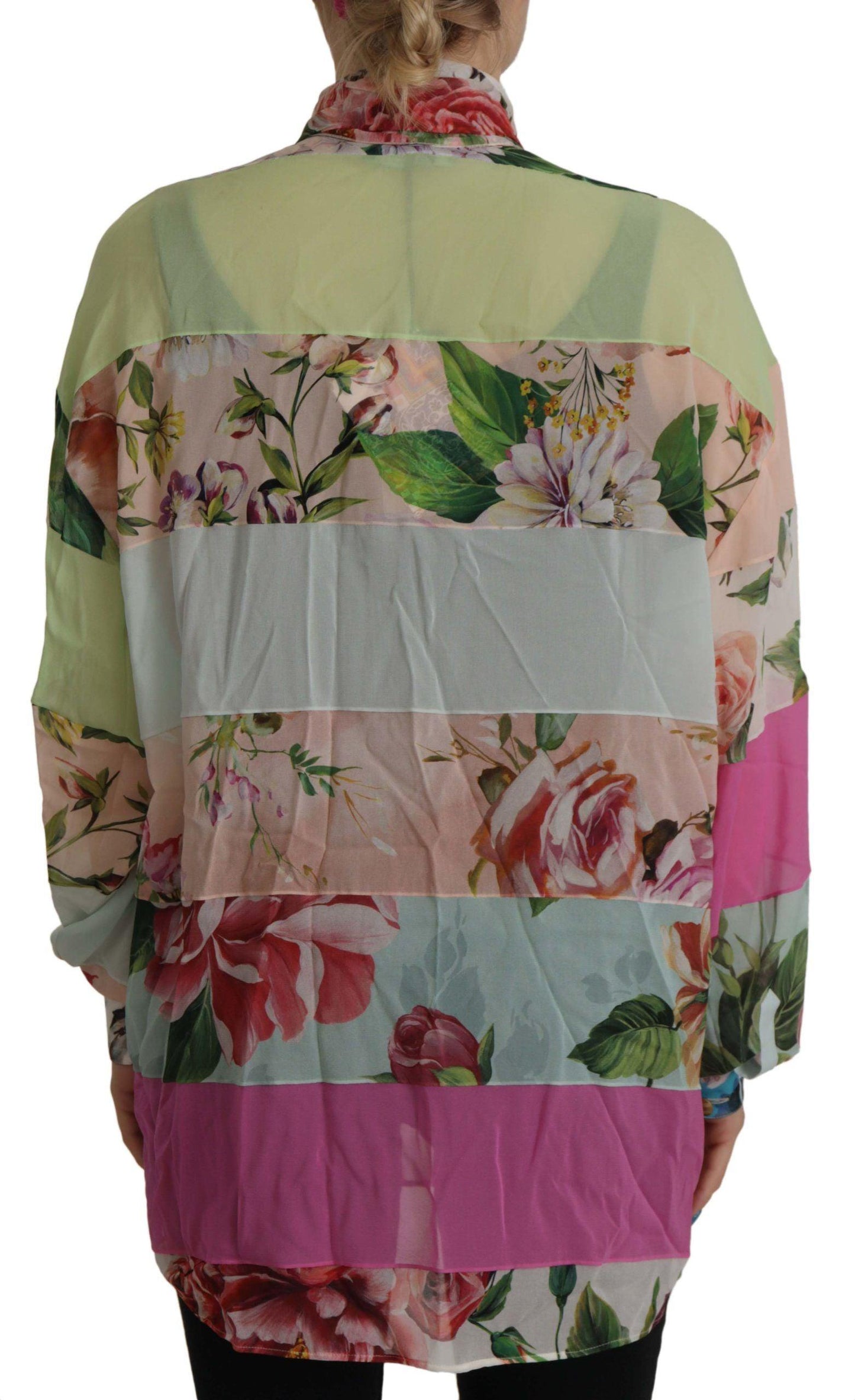 Dolce & Gabbana Elegant Floral Patchwork Silk Blouse - Arichezz.store