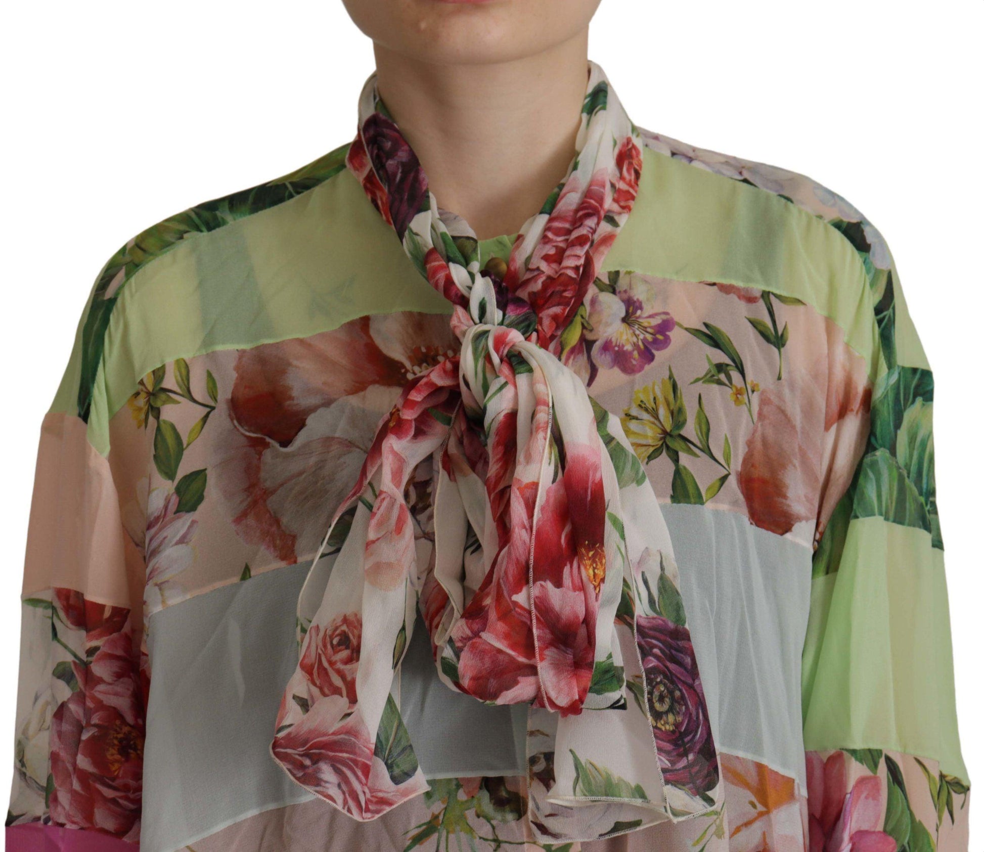 Dolce & Gabbana Elegant Floral Patchwork Silk Blouse - Arichezz.store