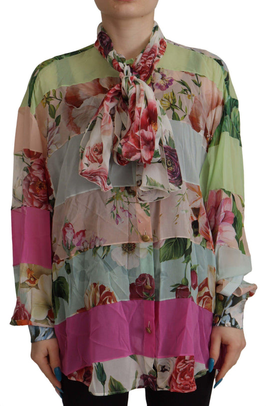 Dolce & Gabbana Elegant Floral Patchwork Silk Blouse - Arichezz.store