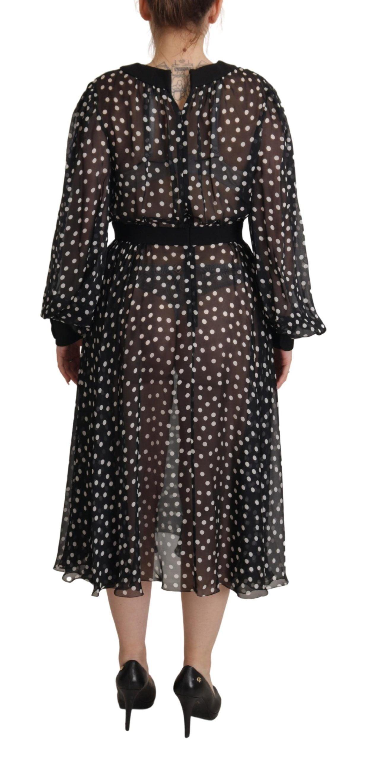 Dolce & Gabbana Elegant Polka Dot Silk Midi Dress - Arichezz.store