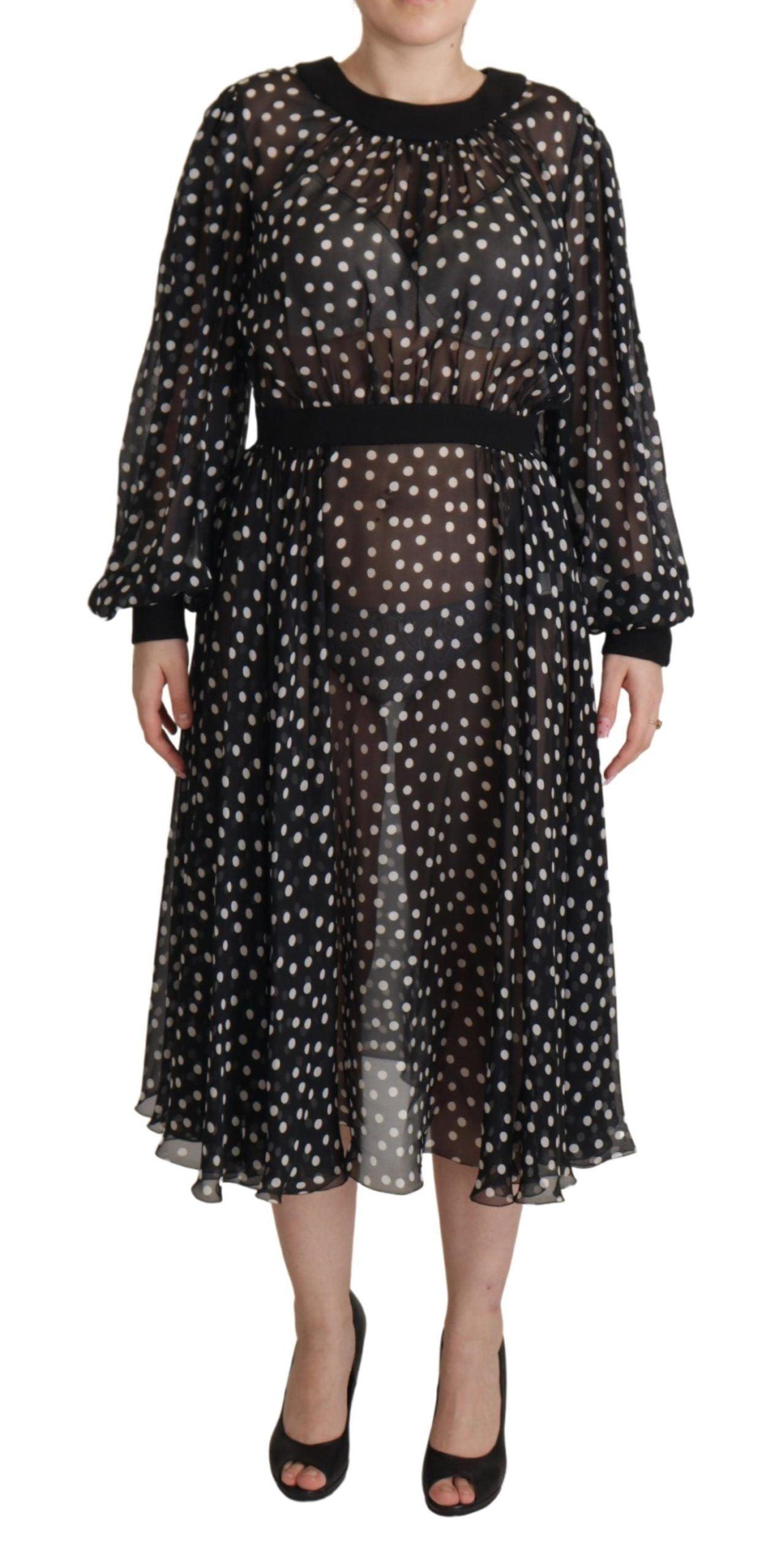 Dolce & Gabbana Elegant Polka Dot Silk Midi Dress - Arichezz.store