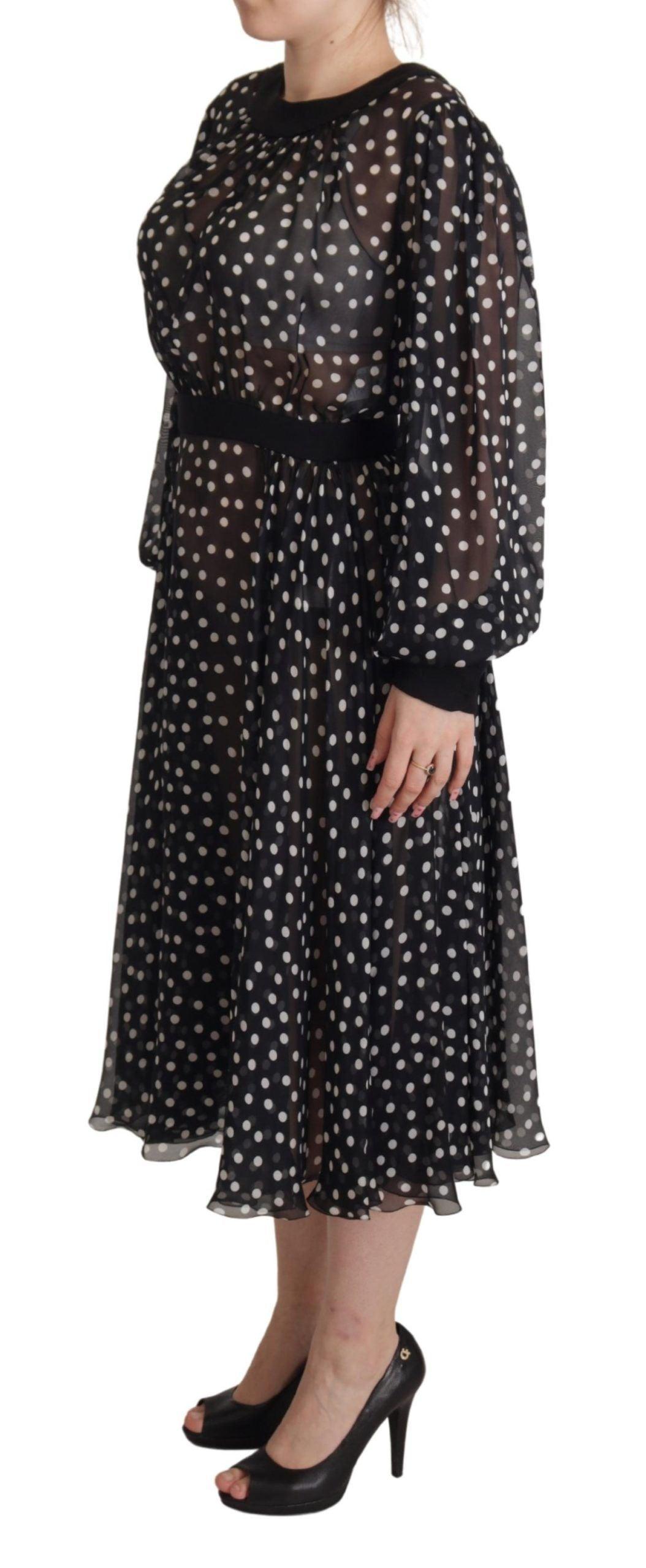 Dolce & Gabbana Elegant Polka Dot Silk Midi Dress - Arichezz.store