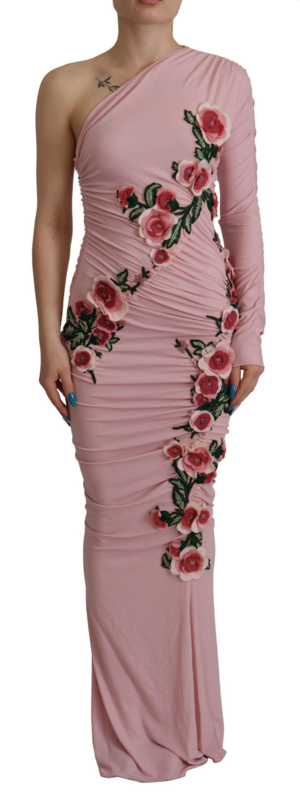 Dolce & Gabbana Elegant Pink One Shoulder Bodycon Dress - Arichezz.store