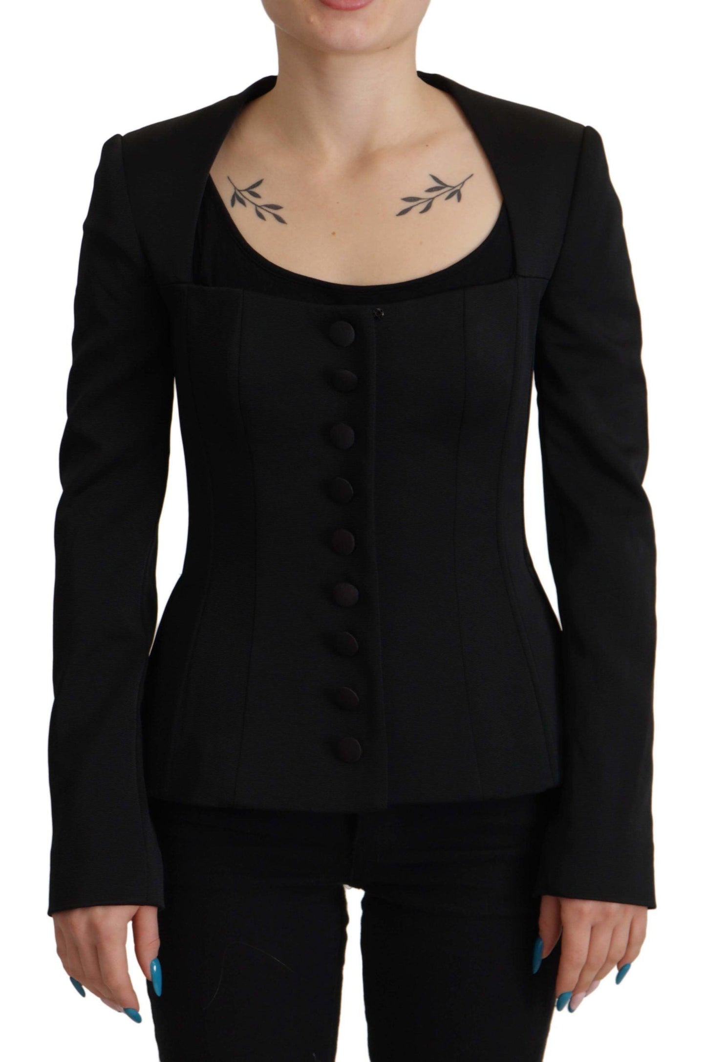 Dolce & Gabbana Black Snap Jacket with Silk Lining - Arichezz.store