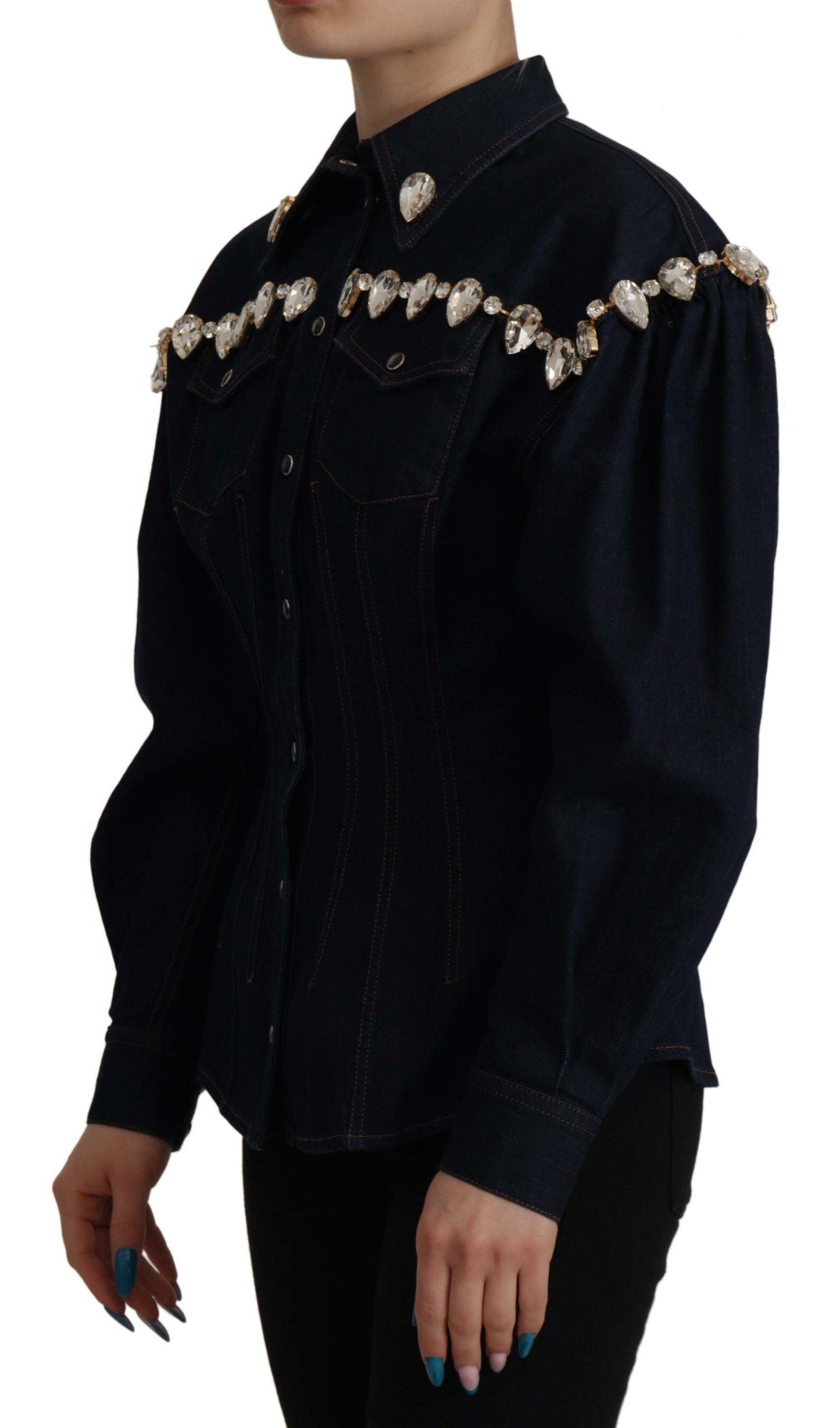 Dolce & Gabbana Crystal-Embellished Denim Jacket - Arichezz.store