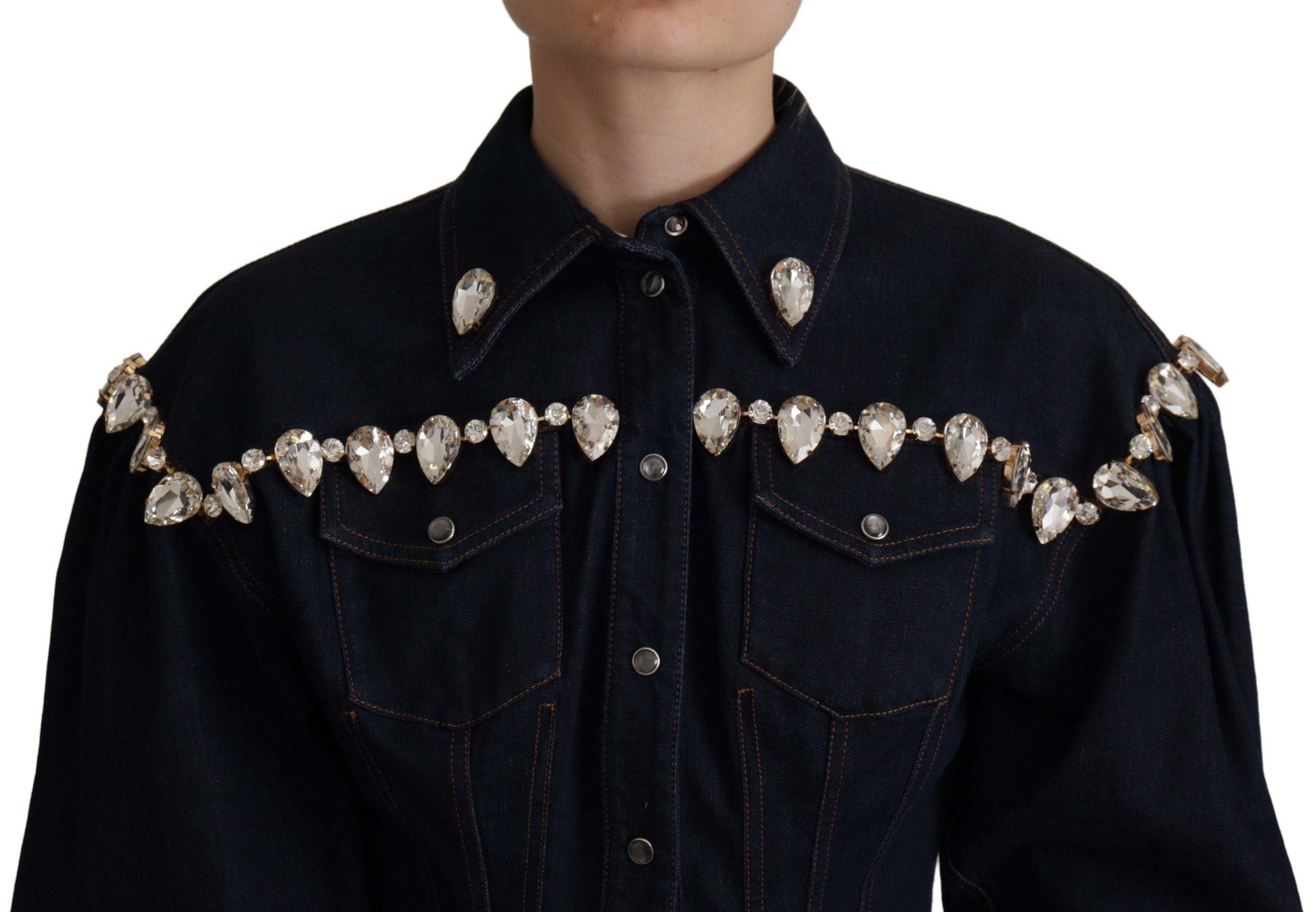 Dolce & Gabbana Crystal-Embellished Denim Jacket - Arichezz.store