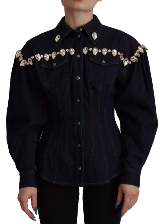 Dolce & Gabbana Crystal-Embellished Denim Jacket - Arichezz.store