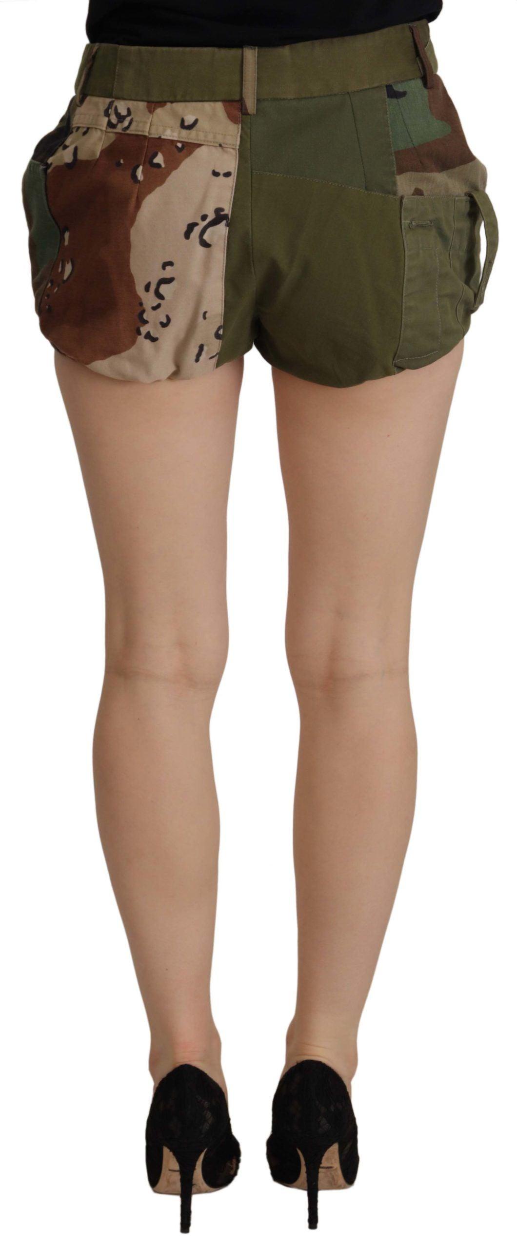 Dolce & Gabbana Army Green High-Waist Hot Pants - Arichezz.store