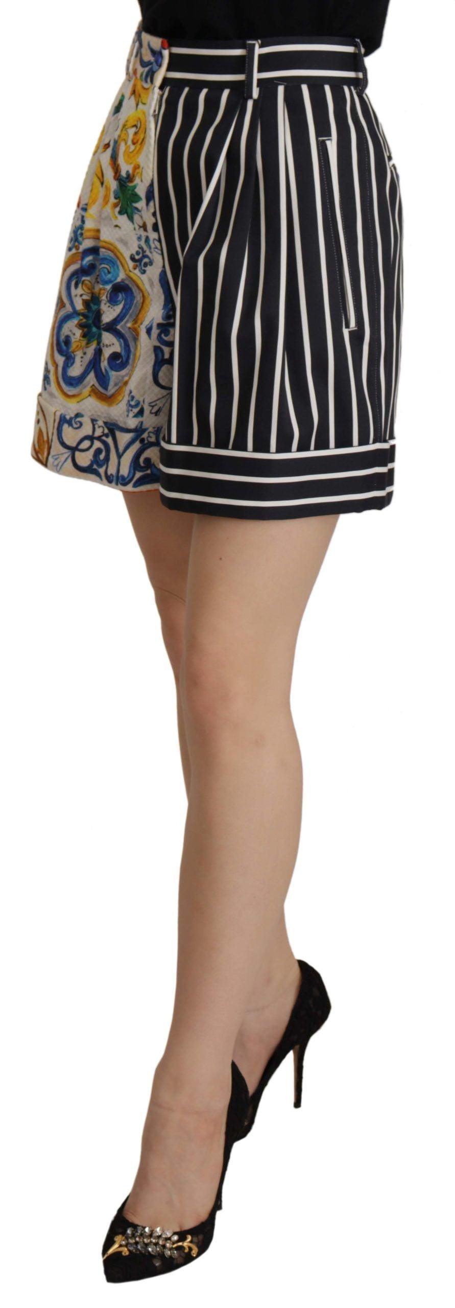 Dolce & Gabbana Majolica High Waist Designer Bermuda Shorts - Arichezz.store