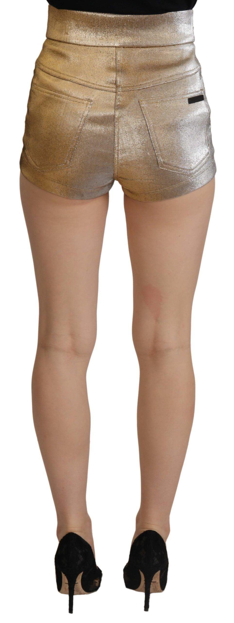 Dolce & Gabbana Gold High Waist Hot Pants Shorts - Arichezz.store