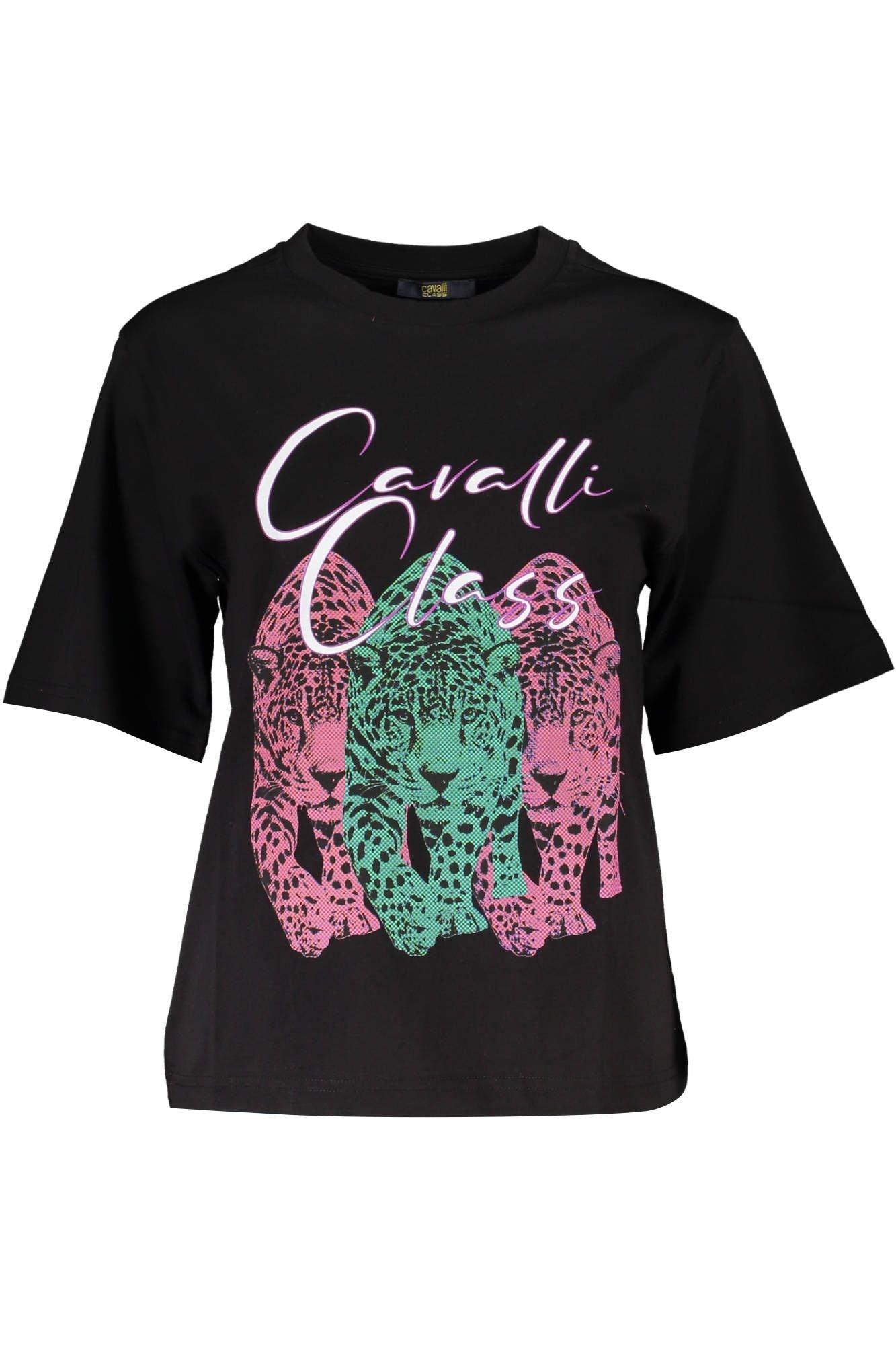 Cavalli Class Black Cotton Women T-Shirt - Arichezz.store