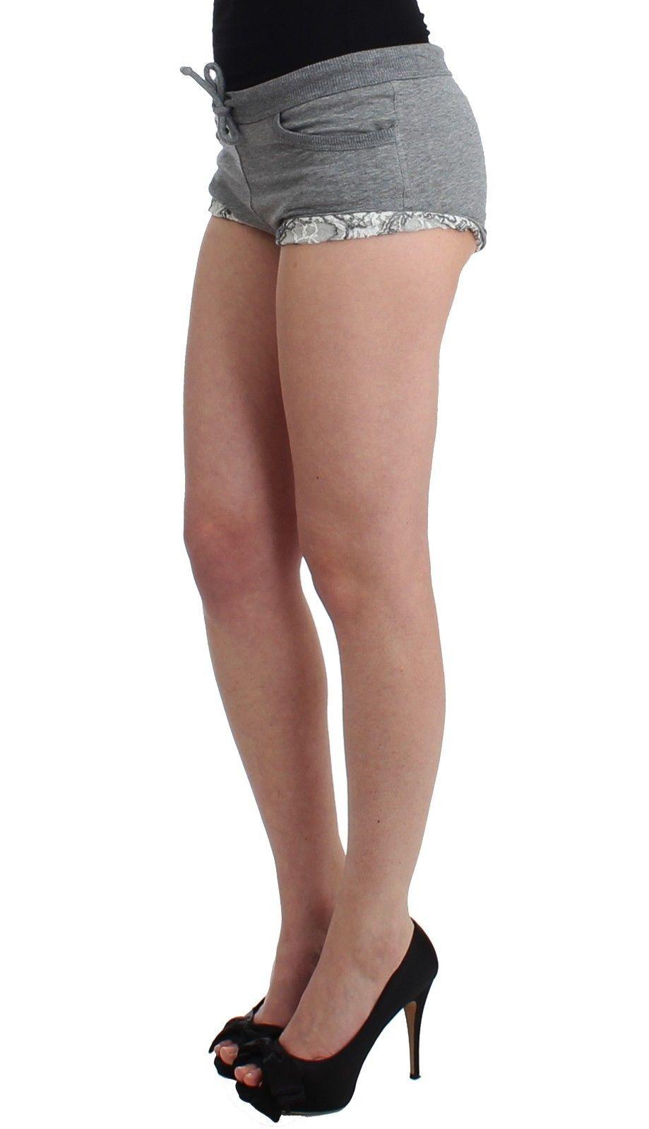 Ermanno Scervino Chic Gray Lace-Trimmed Mini Shorts - Arichezz.store