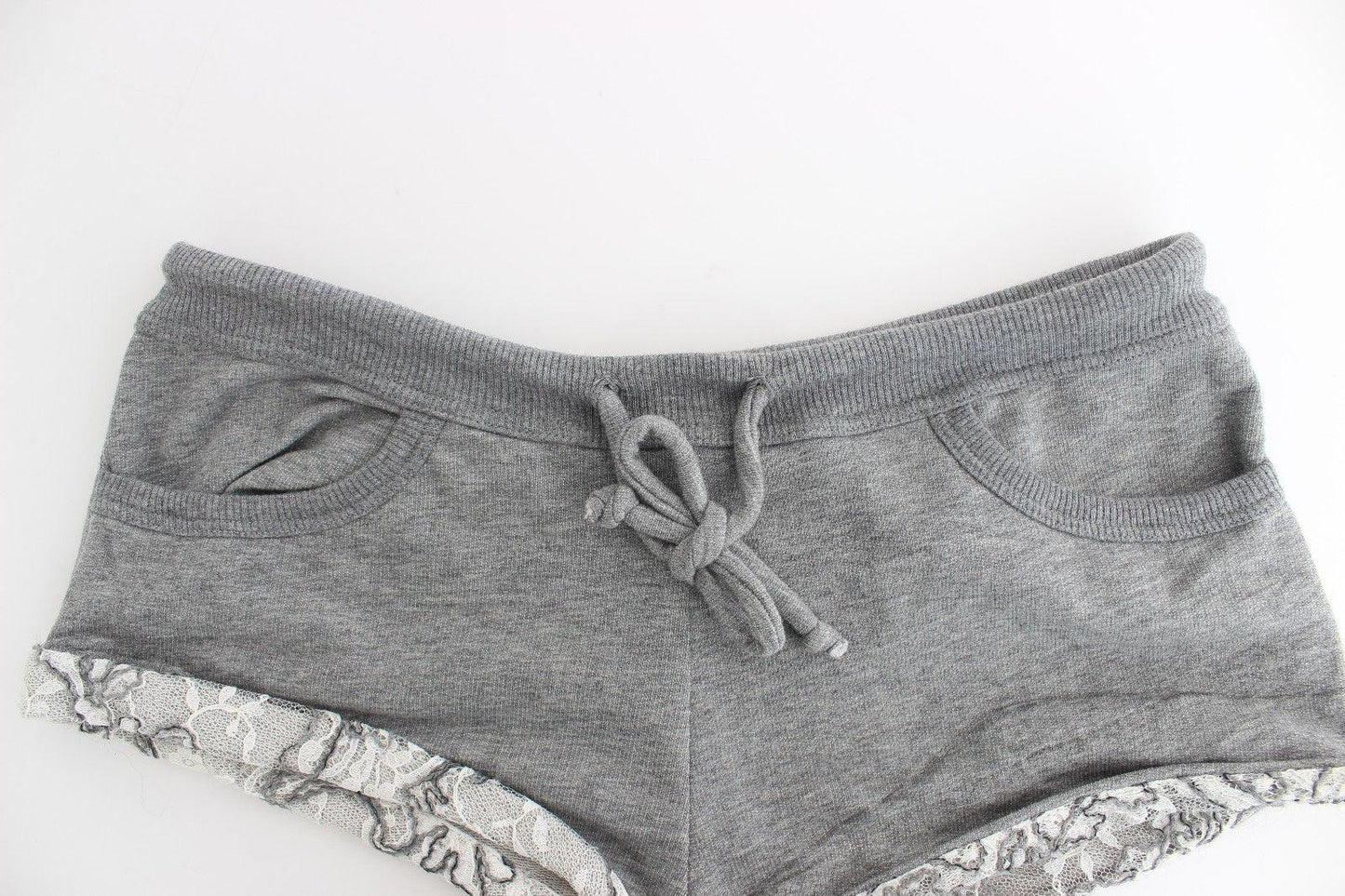 Ermanno Scervino Chic Gray Lace-Trimmed Mini Shorts - Arichezz.store