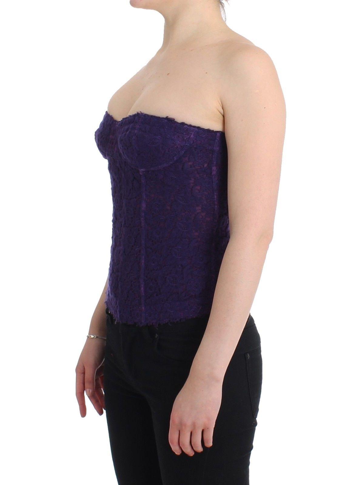 Ermanno Scervino Purple Lace Silk Blend Bustier Corset - Arichezz.store