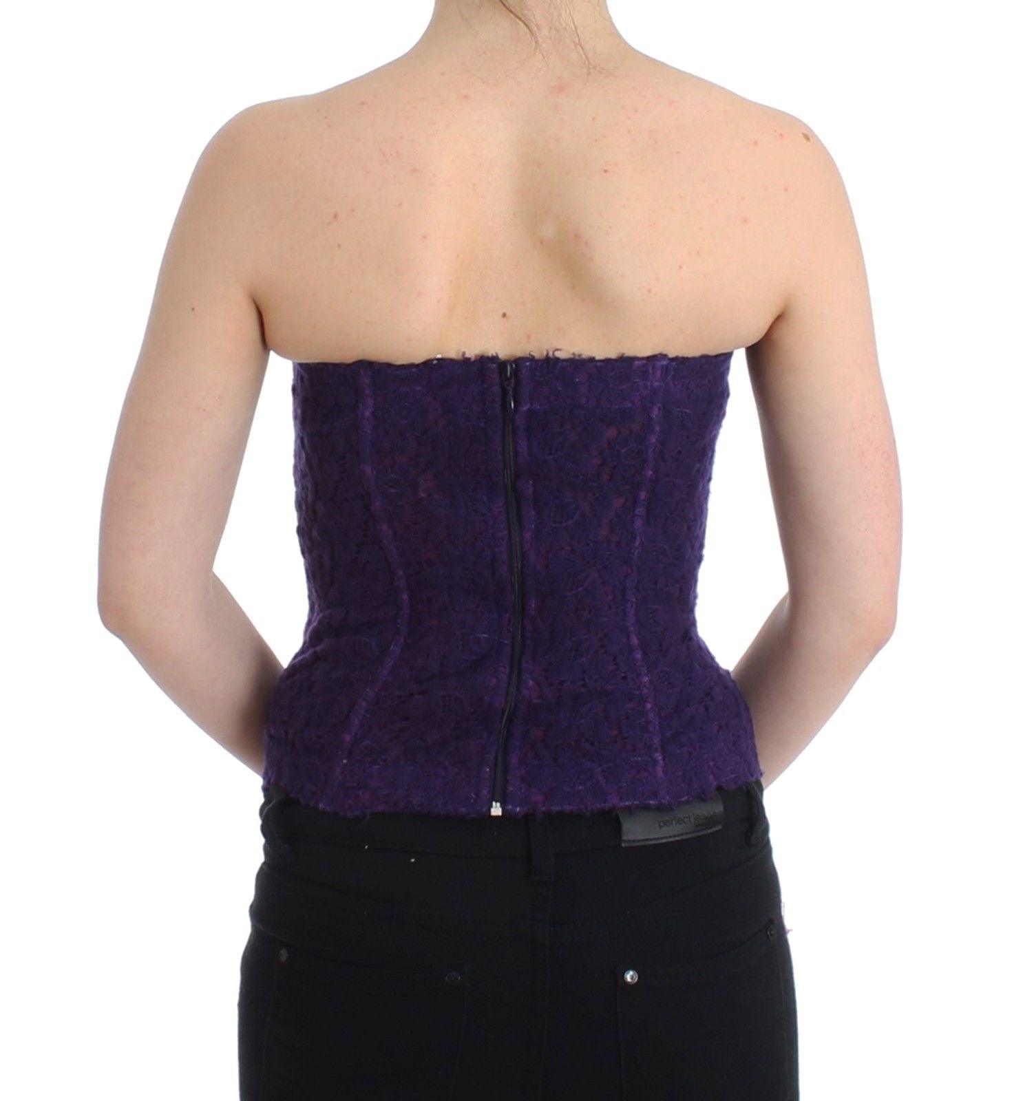 Ermanno Scervino Purple Lace Silk Blend Bustier Corset - Arichezz.store