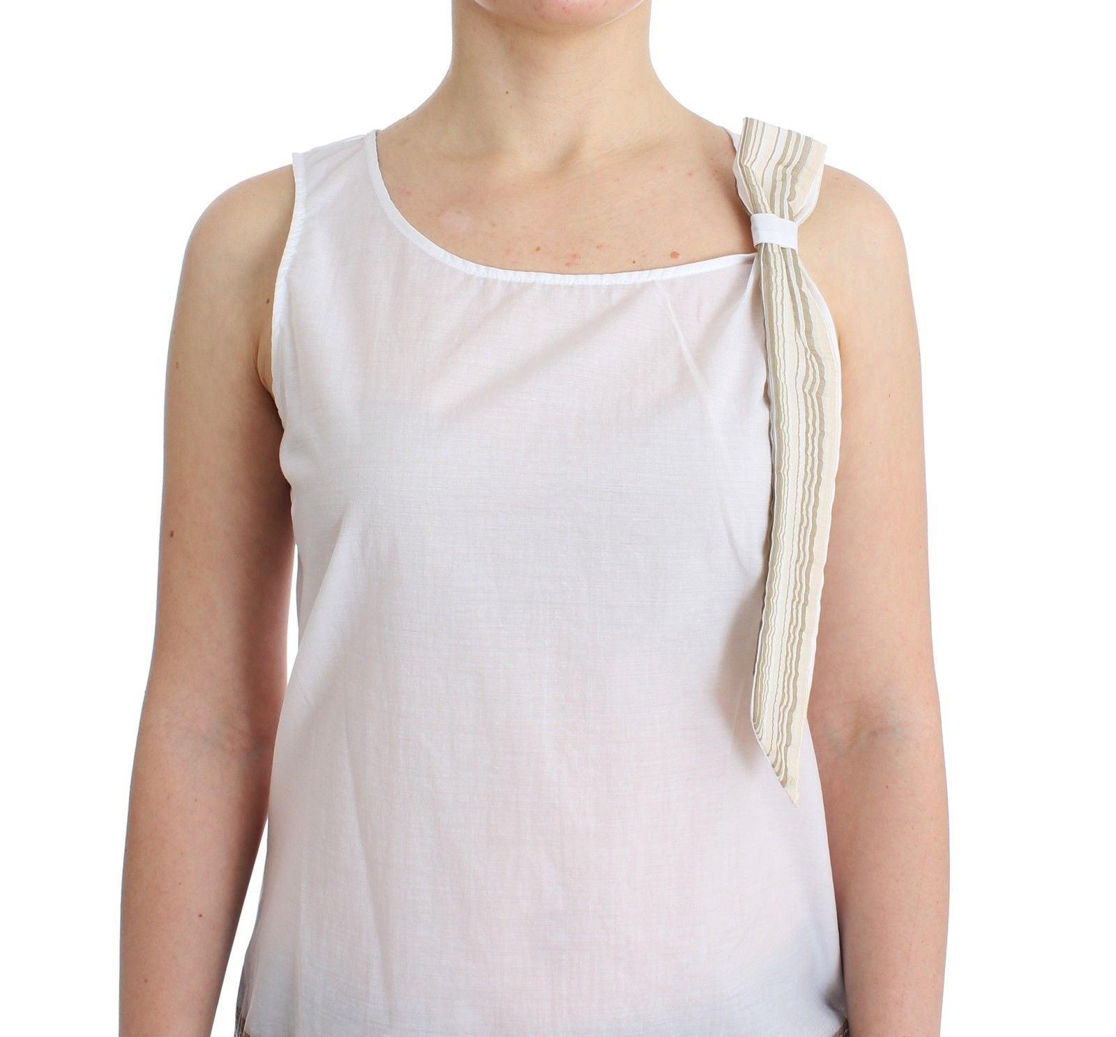 Ermanno Scervino Elegant White Bow-Detailed Sleeveless Top - Arichezz.store