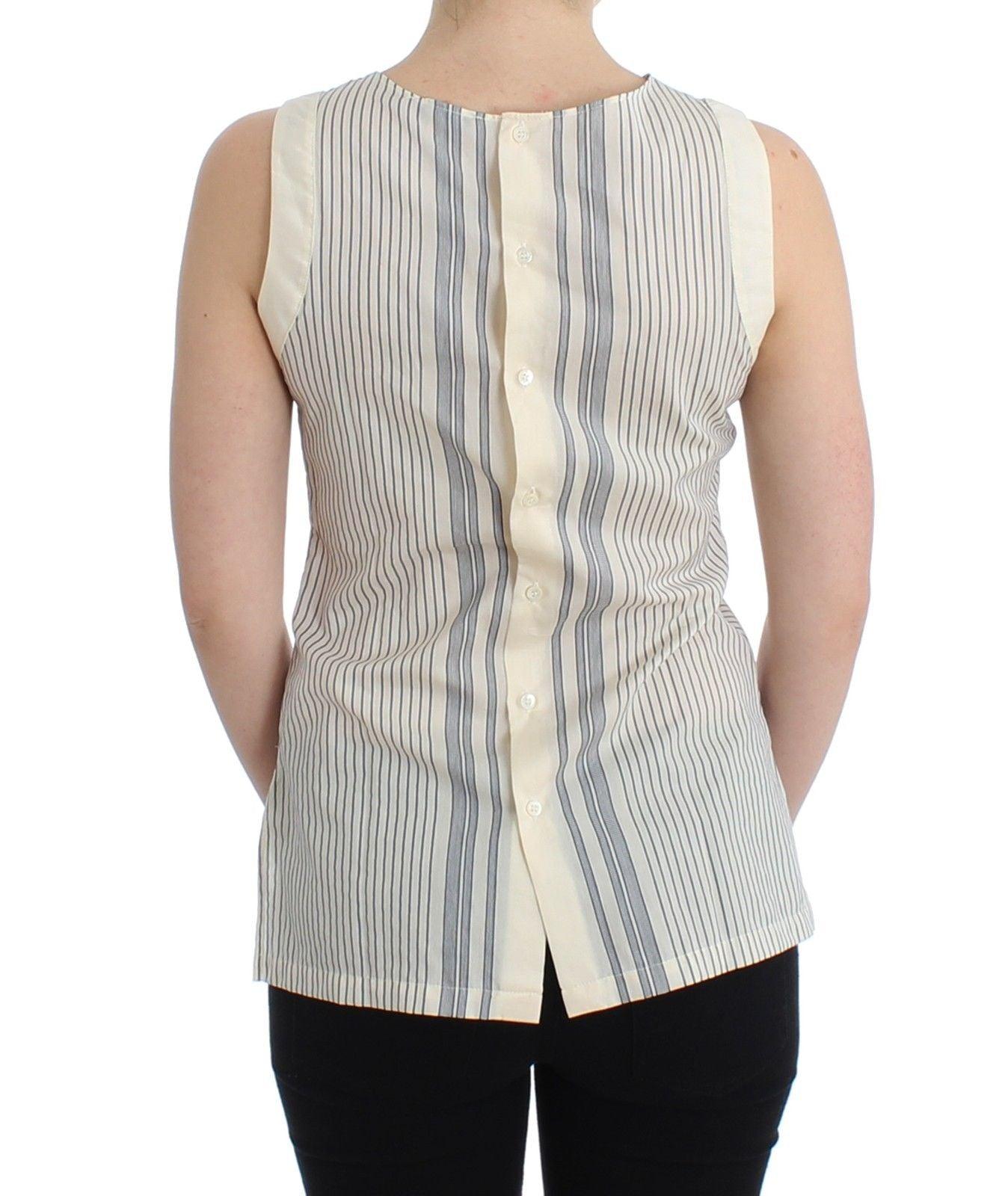 Ermanno Scervino Chic Striped Cotton-Silk Bow Top - Arichezz.store