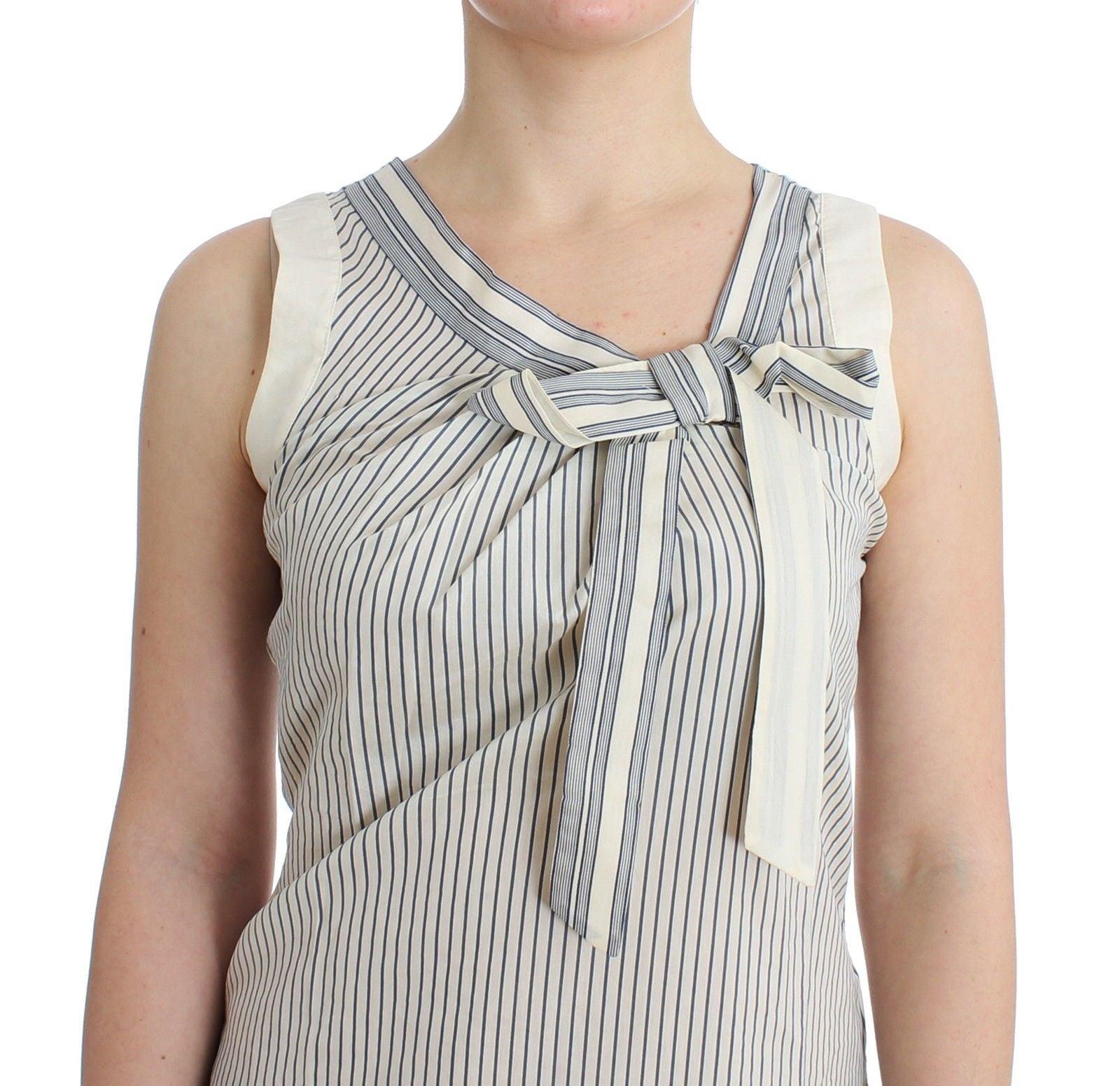 Ermanno Scervino Chic Striped Cotton-Silk Bow Top - Arichezz.store