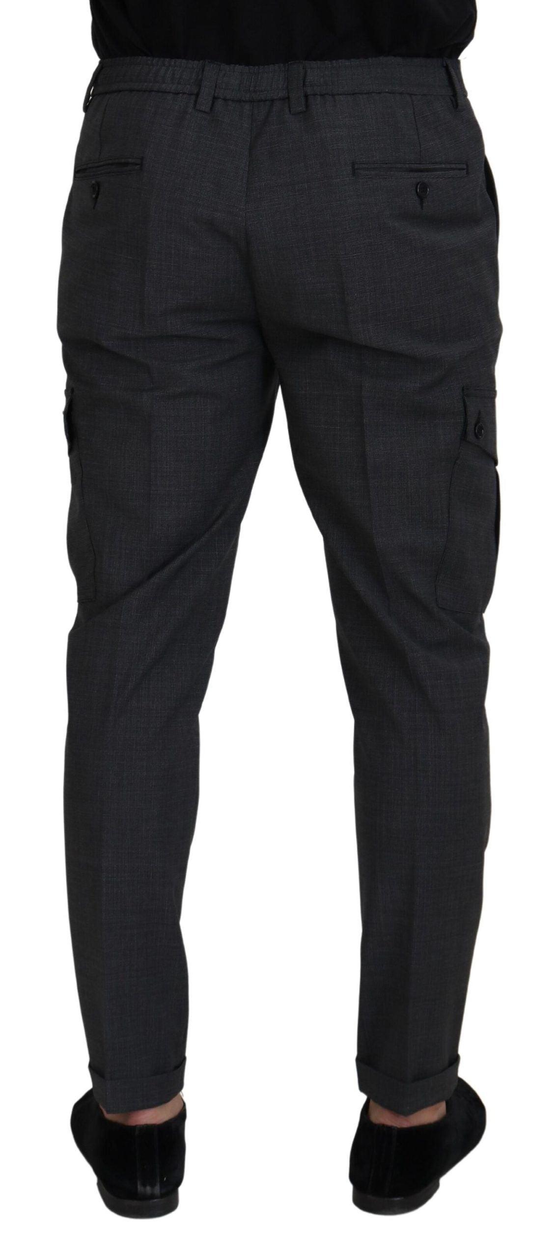 Dolce & Gabbana Elegant Checkered Slim Fit Cargo Pants - Arichezz.store