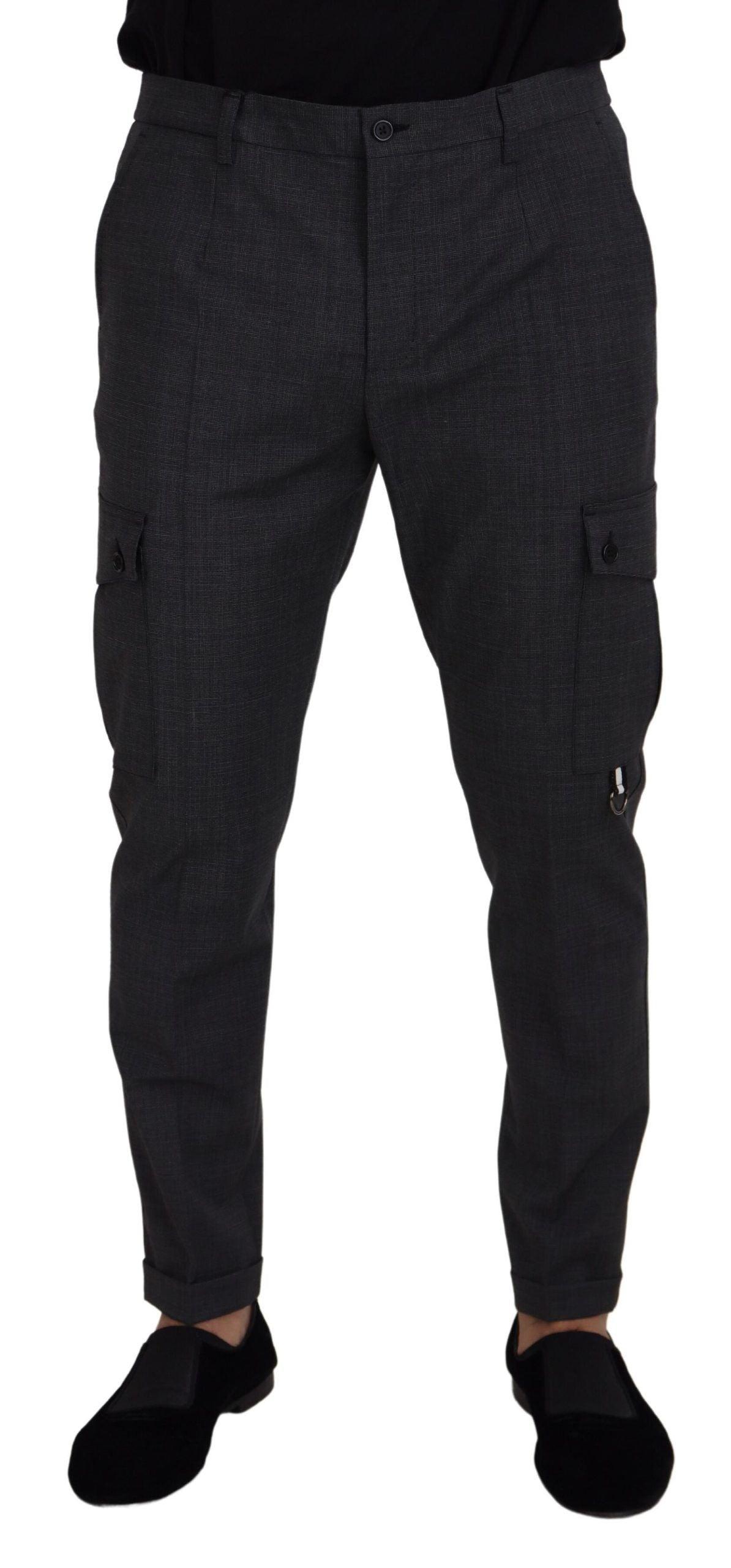 Dolce & Gabbana Elegant Checkered Slim Fit Cargo Pants - Arichezz.store