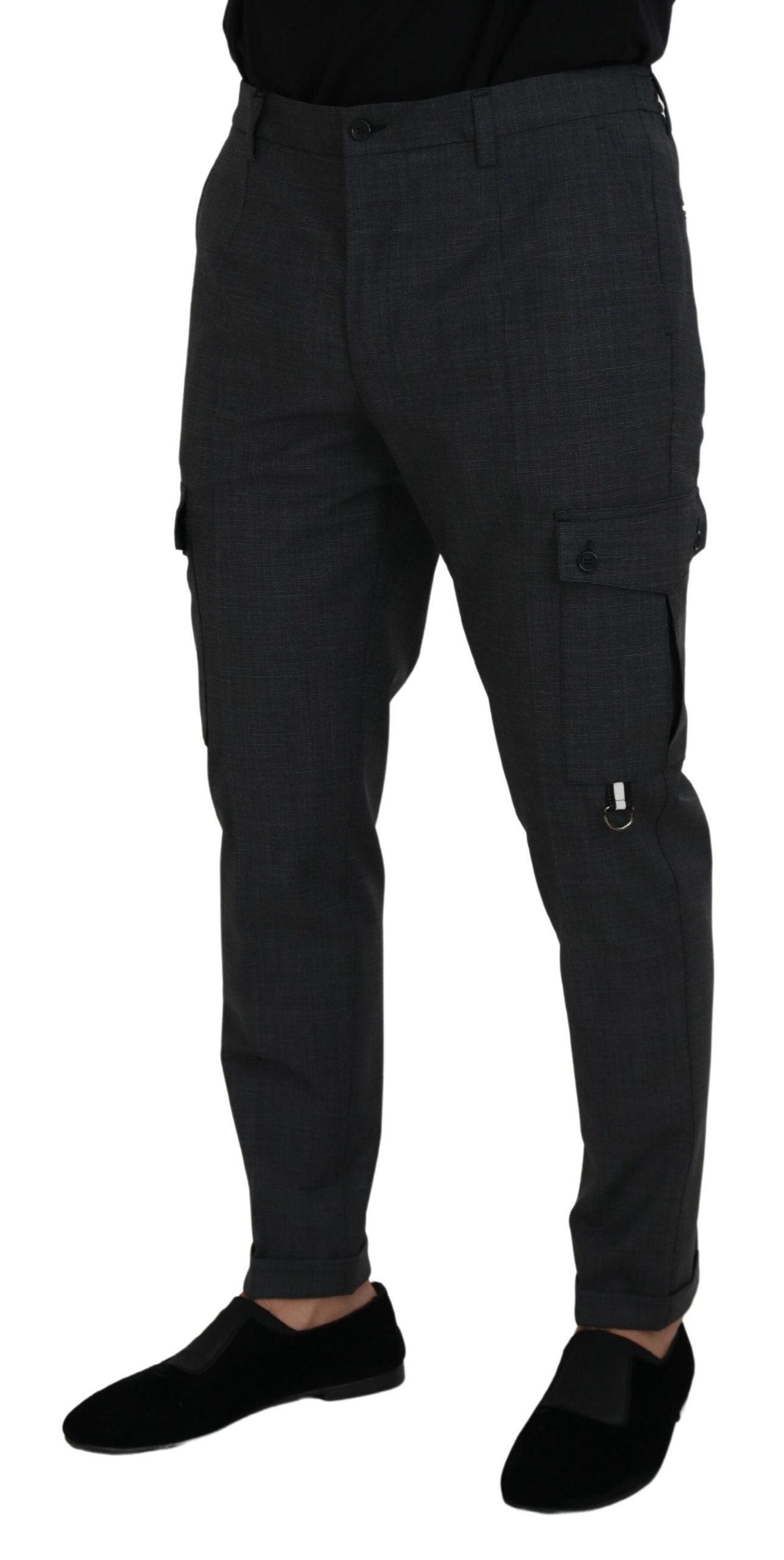 Dolce & Gabbana Elegant Checkered Slim Fit Cargo Pants - Arichezz.store